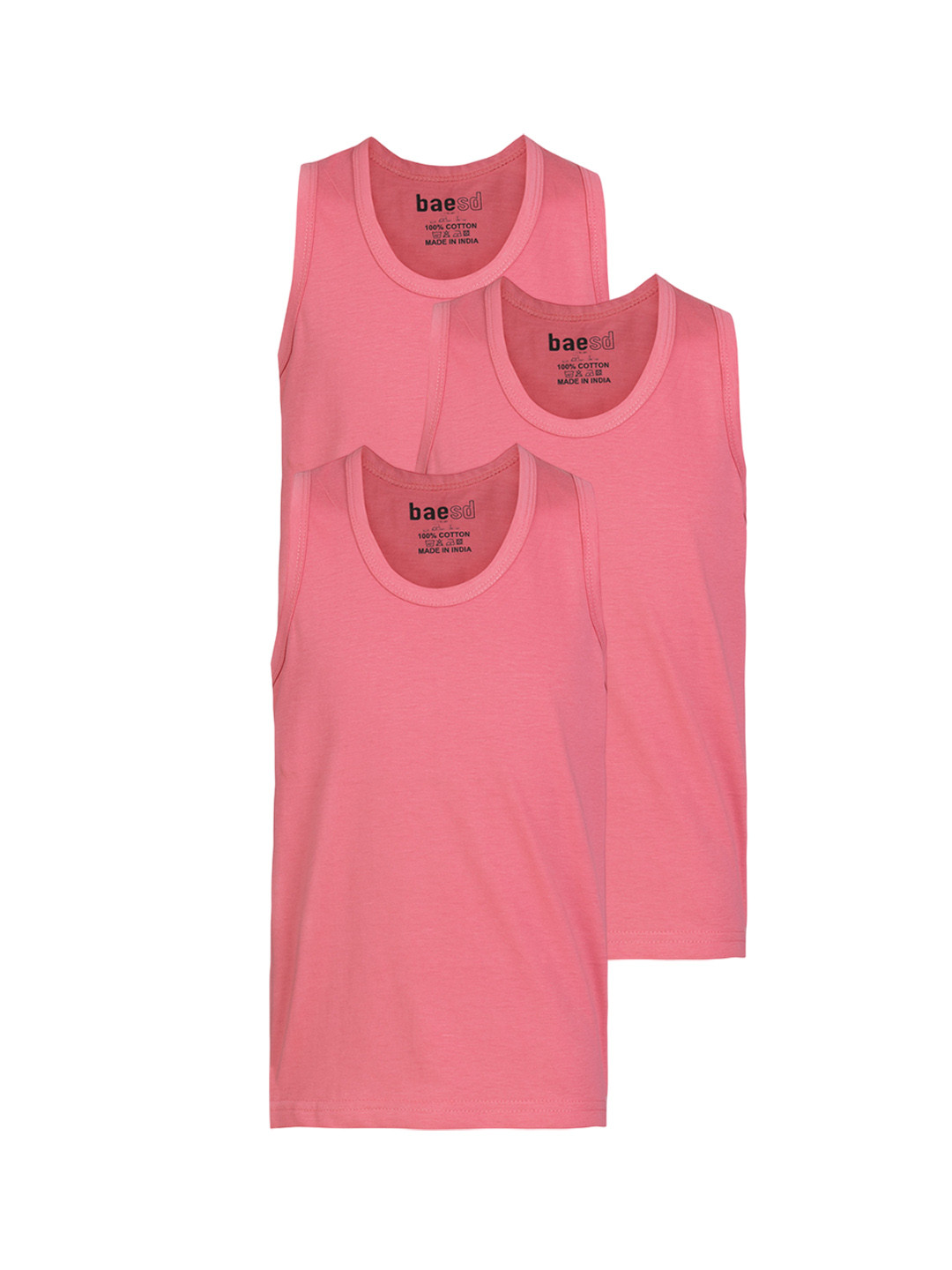 

BAESD Boys Pack of 3 Pure Cotton Innerwear Vests TKB07-BVPC3-3T4, Pink