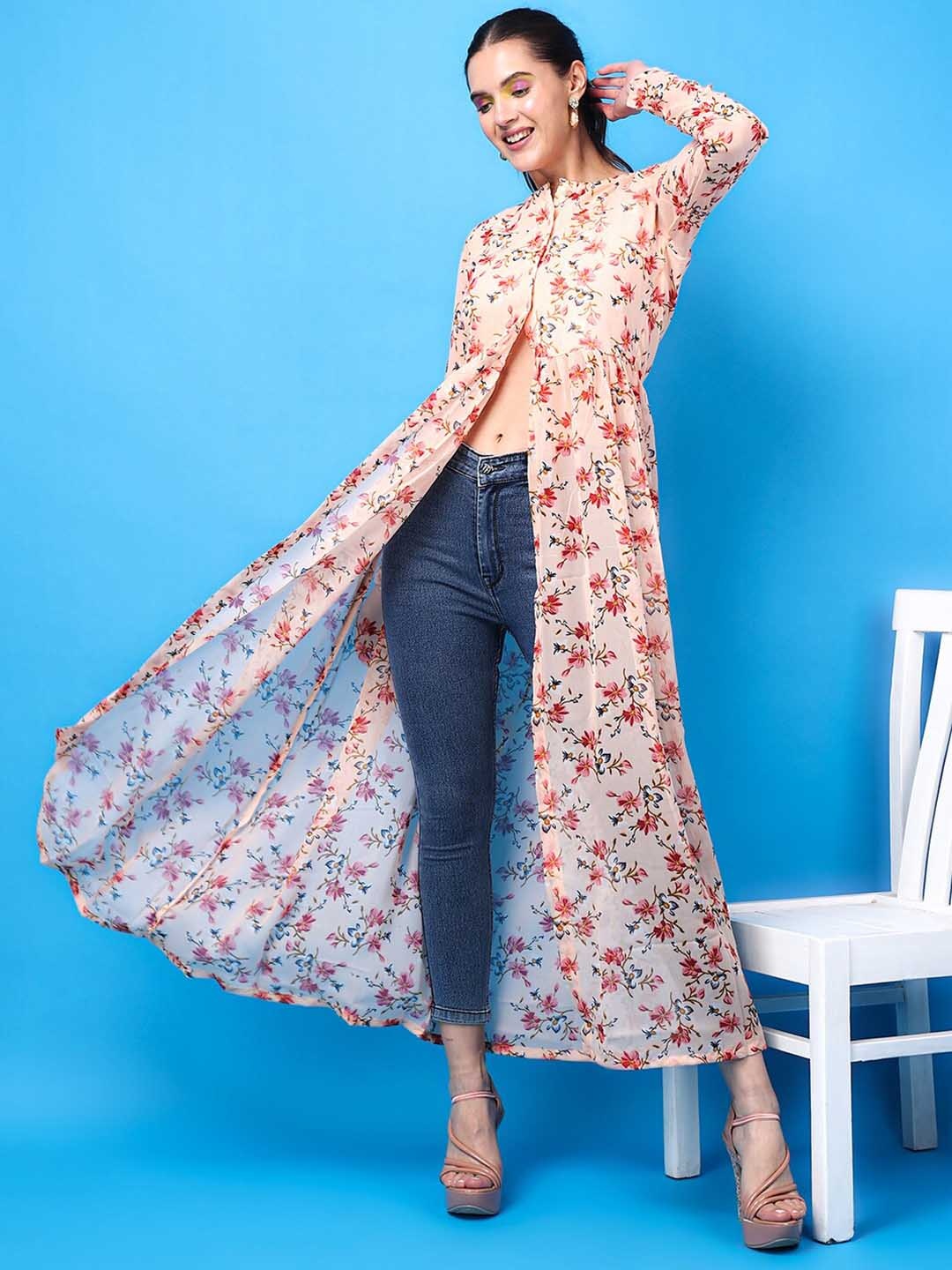 

Cation Floral Printed Georgette Tunic, Peach