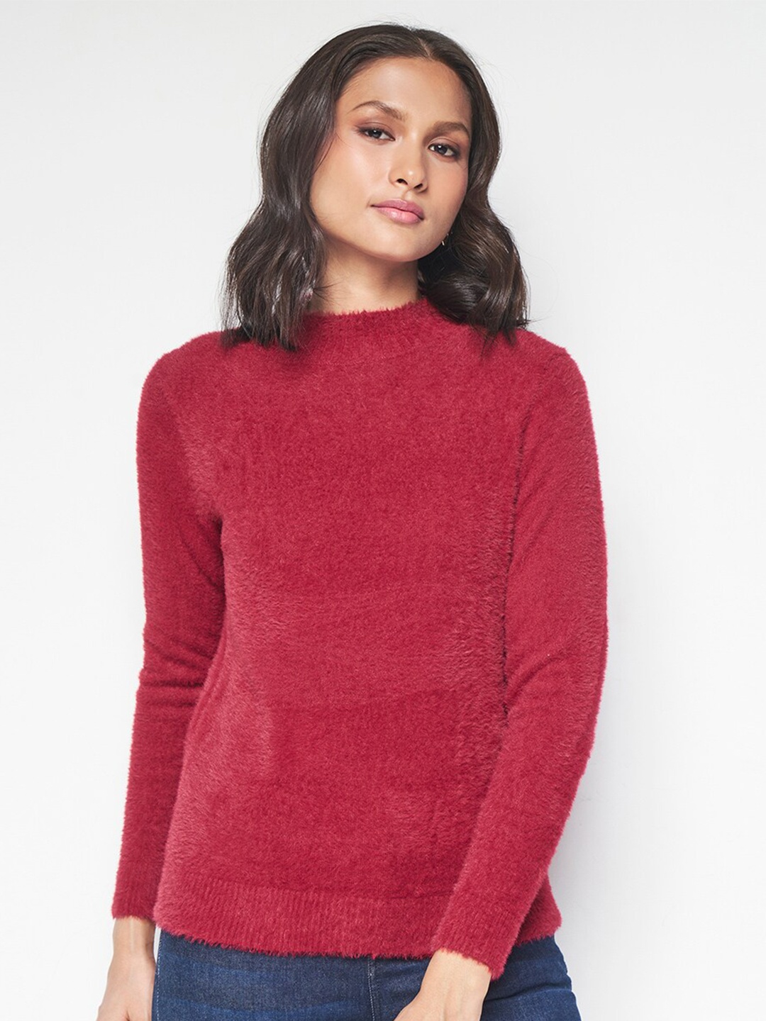 

AND Round Neck Long Sleeves Top, Red