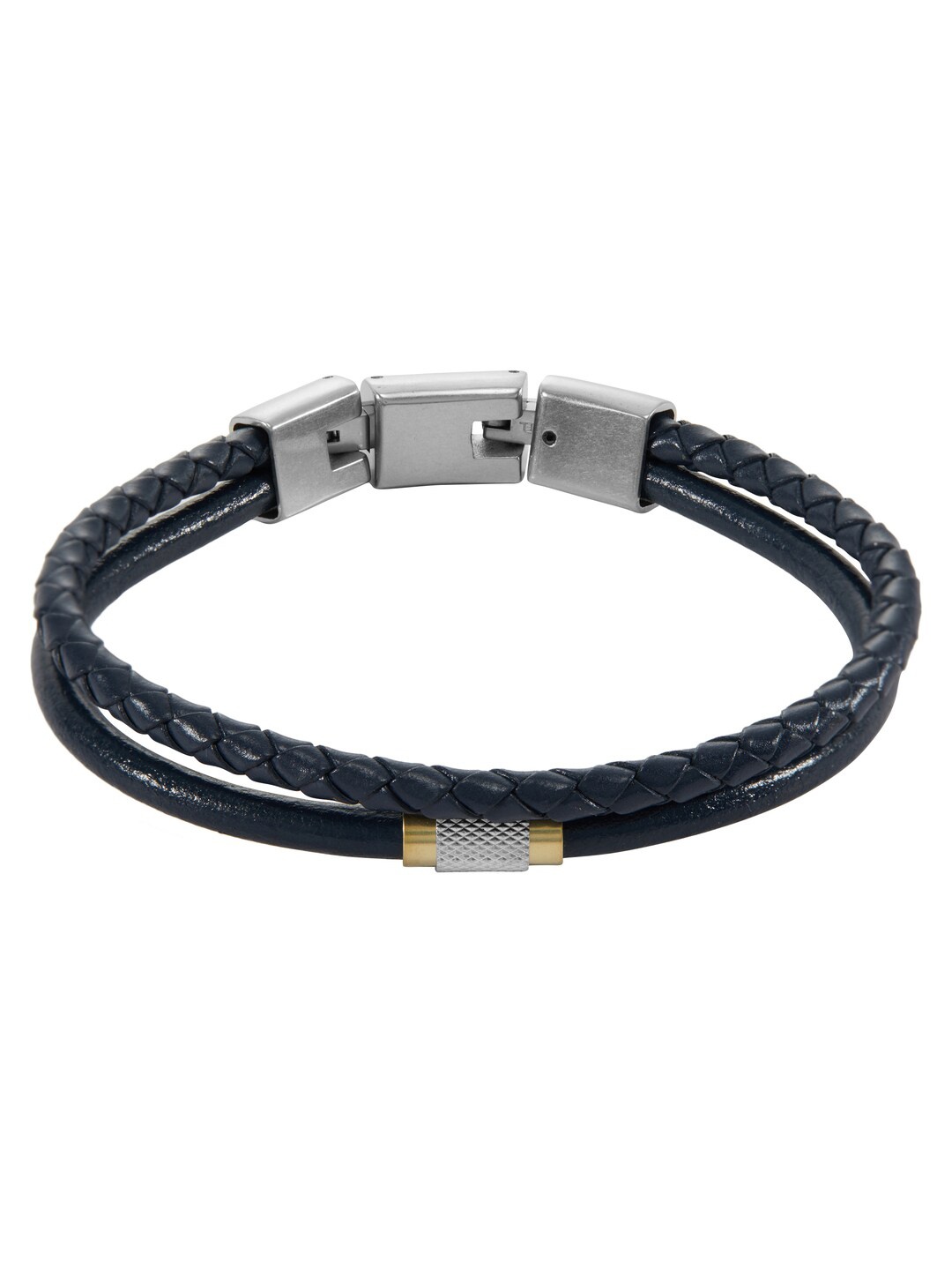 

Fossil Men Leather Multistrand Bracelet, Silver