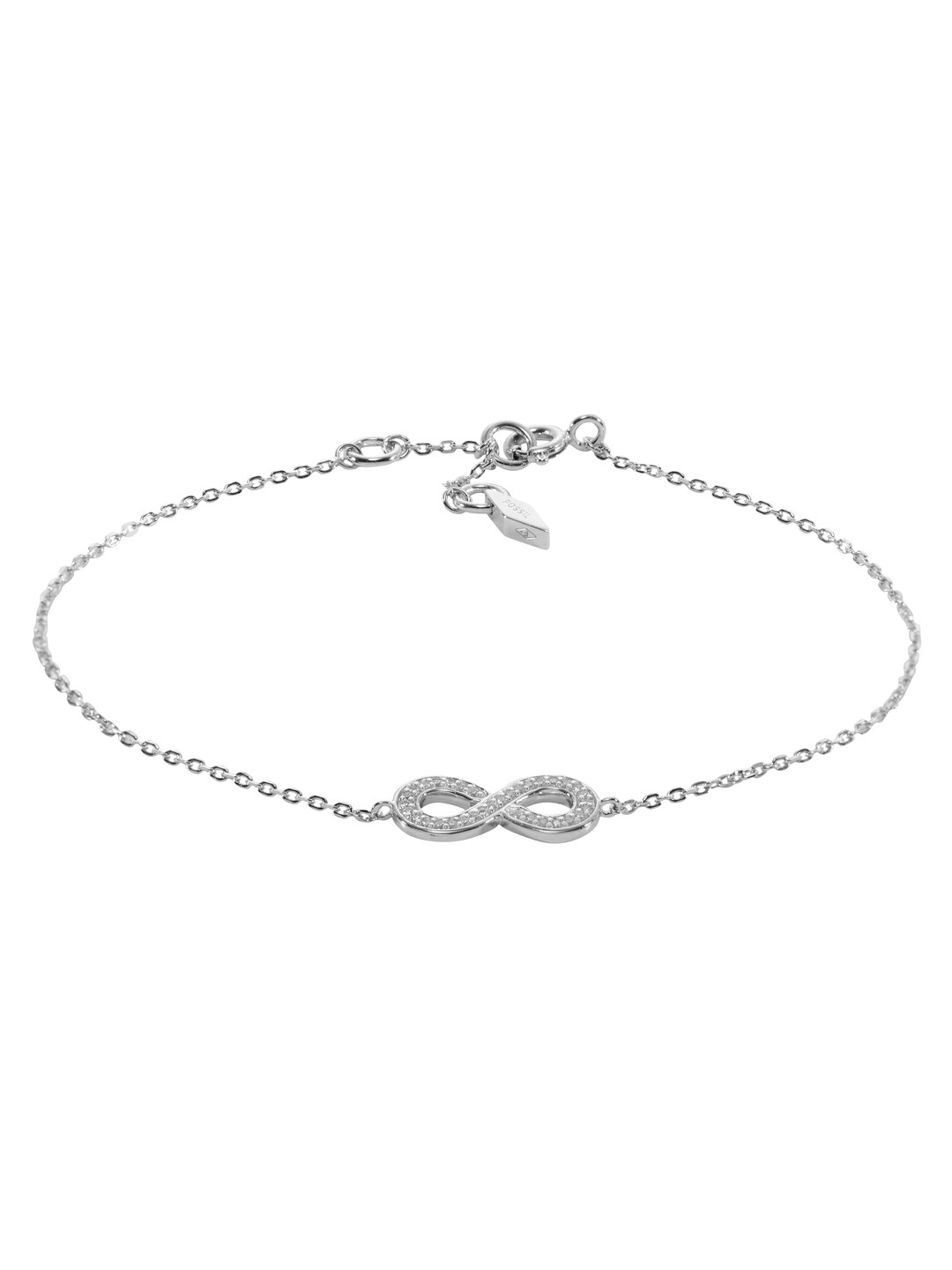 

Fossil Sterling Silver Stones Studded Infinity Charm Bracelet