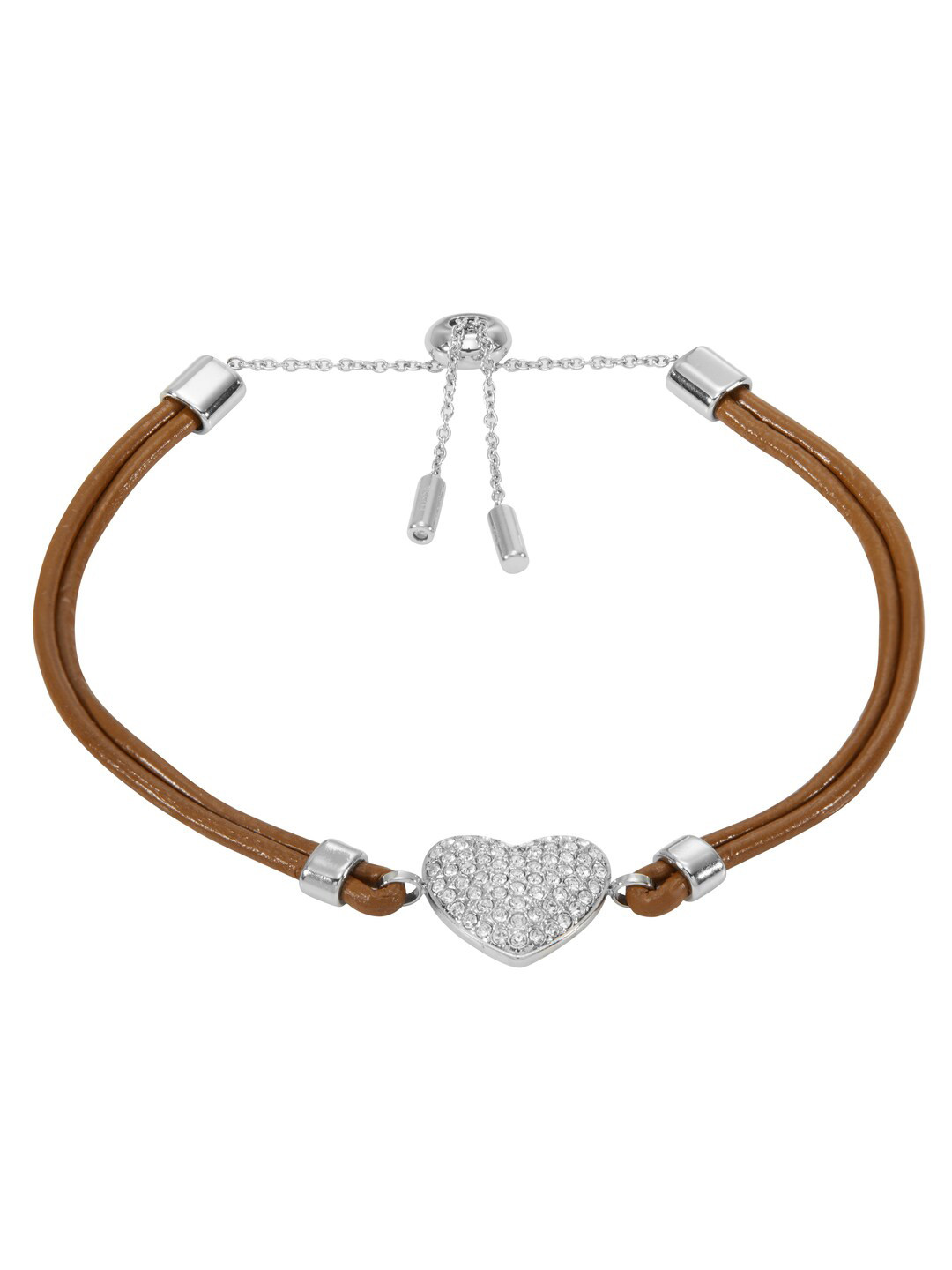 

Fossil Women Leather Charm Bracelet, Silver