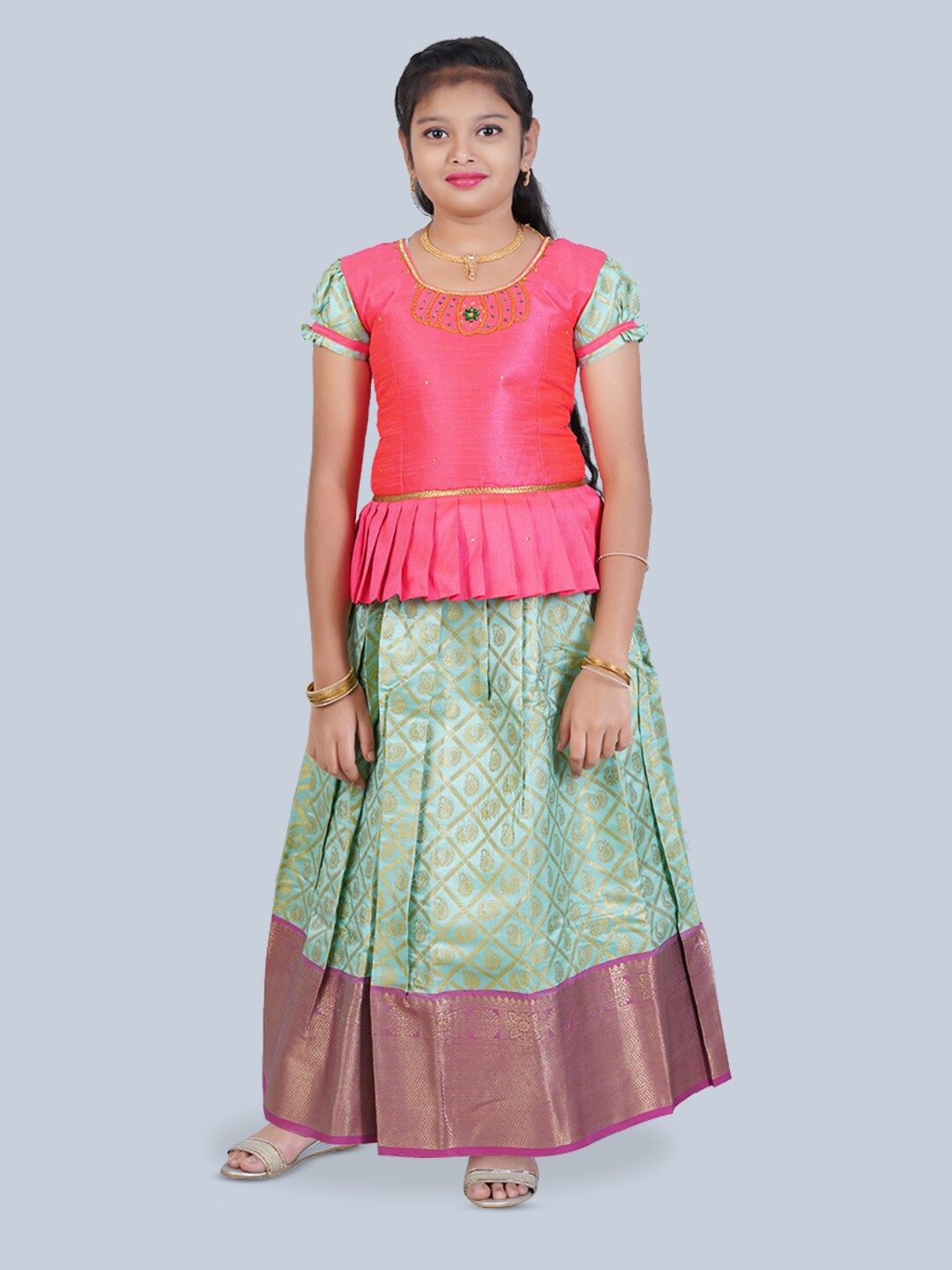 

Kanakadara Girls Ready to Wear Lehenga Choli, Pink