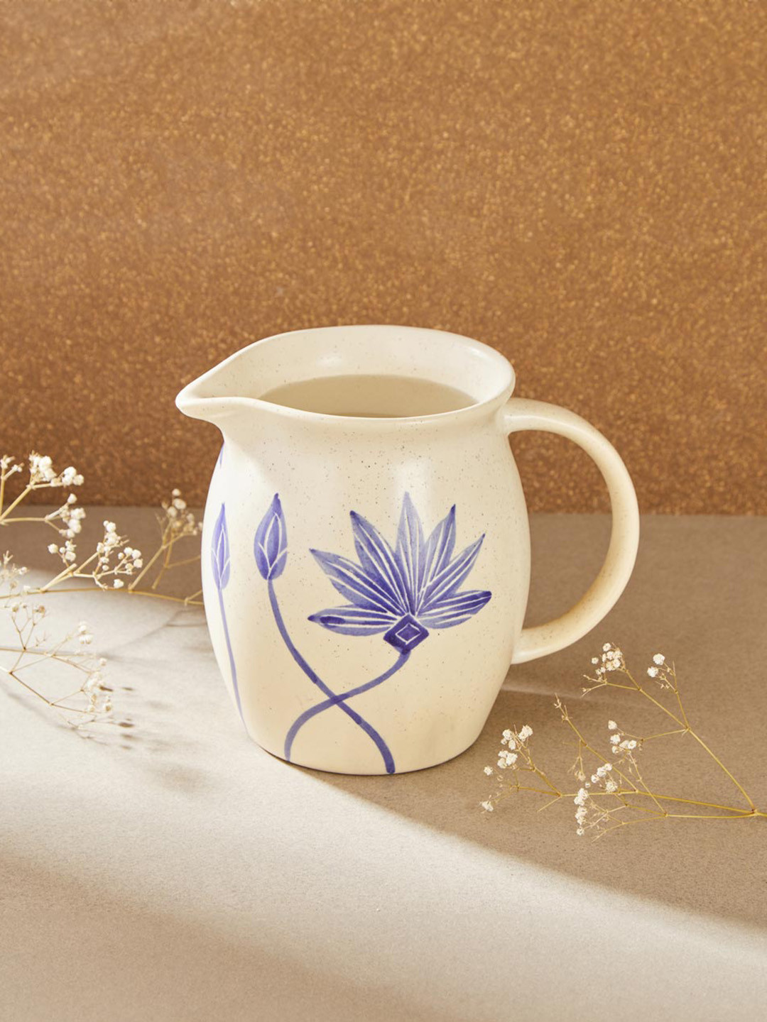 

Fabindia 1 Piece Floral Print Ceramic Water Jug, White