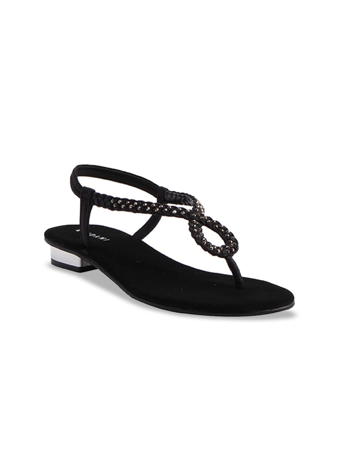 

ERIDANI Textured Open Toe Flats, Black