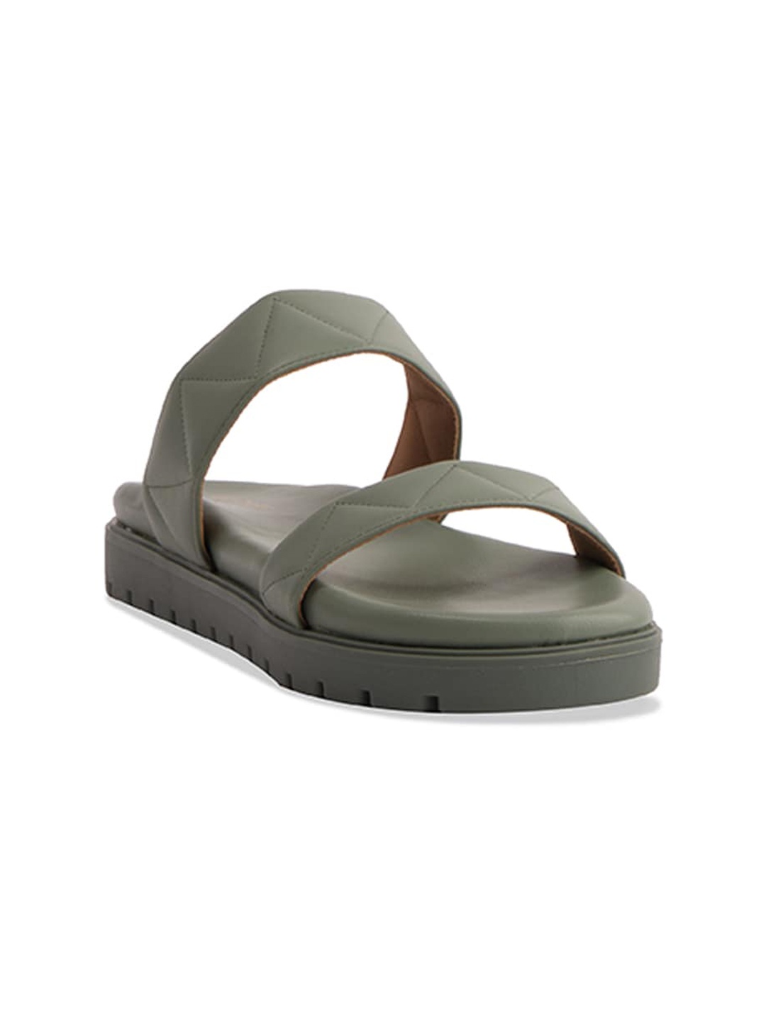 

ERIDANI Textured Open Toe Flats, Green