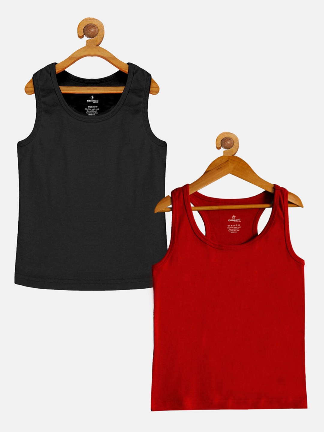 

KiddoPanti Girls Pack of 2 Pure Cotton Tank Top, Black