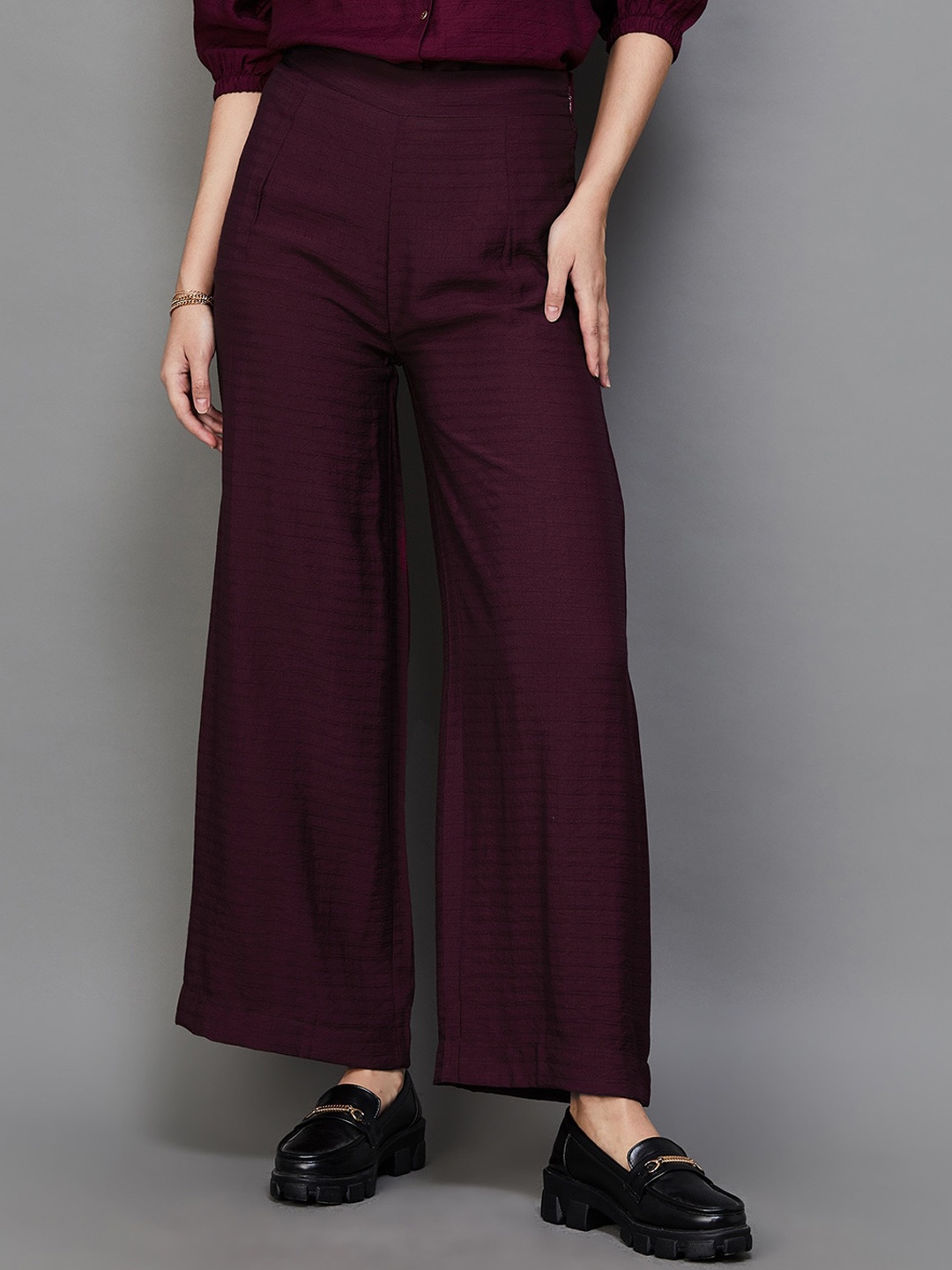 

Fame Forever by Lifestyle Women Striped Mid-Rise Trouser, Maroon