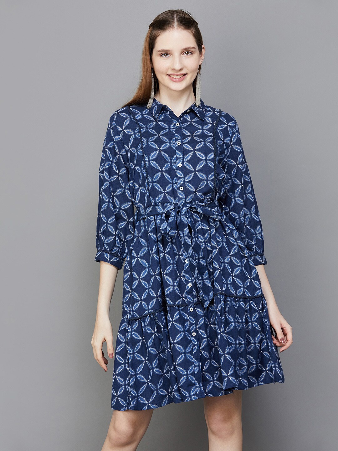 

Colour Me by Melange Floral Printed Shirt Dress, Violet