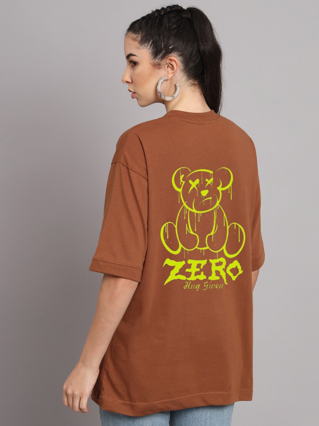 

YOU FOREVER Typography Printed Cotton T-shirt, Brown