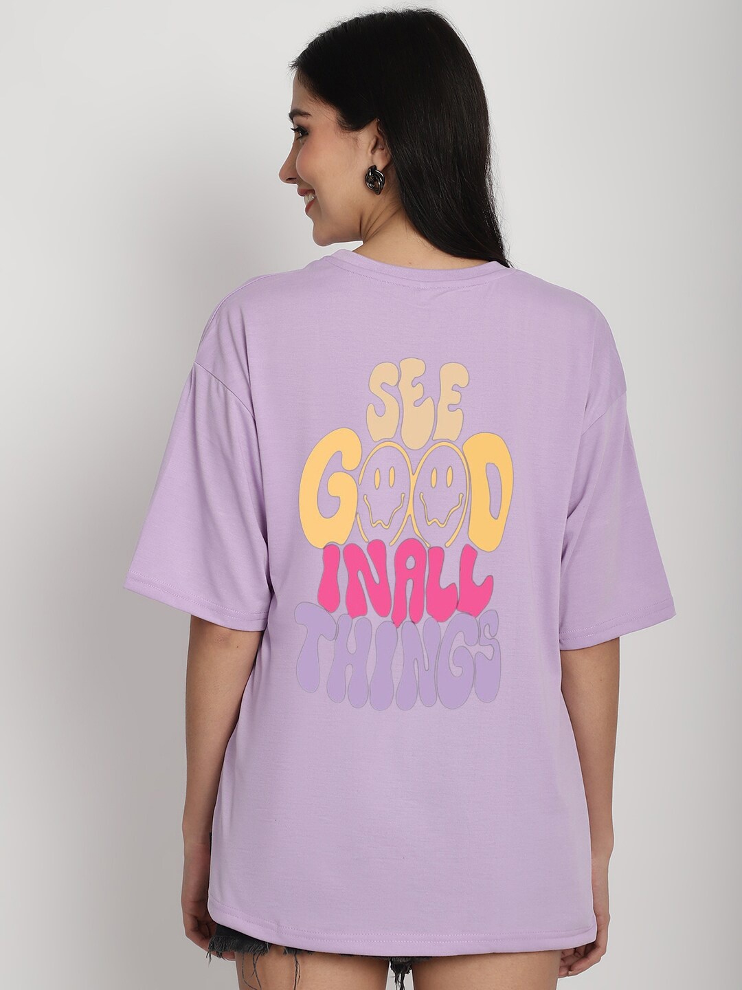 

YOU FOREVER Typography Printed Cotton T-shirt, Purple