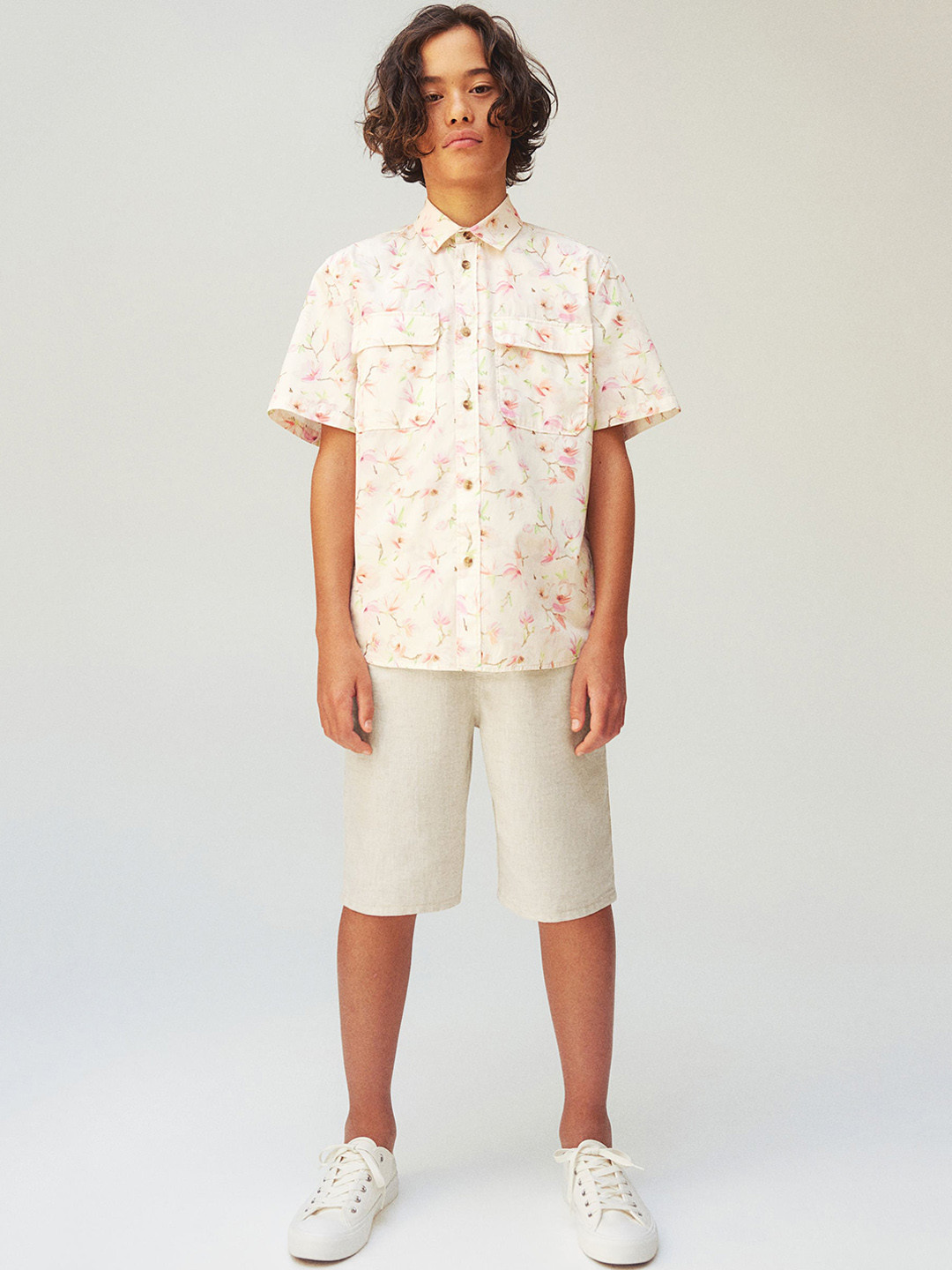 

H&M Boys Linen-Blend Shorts, Beige