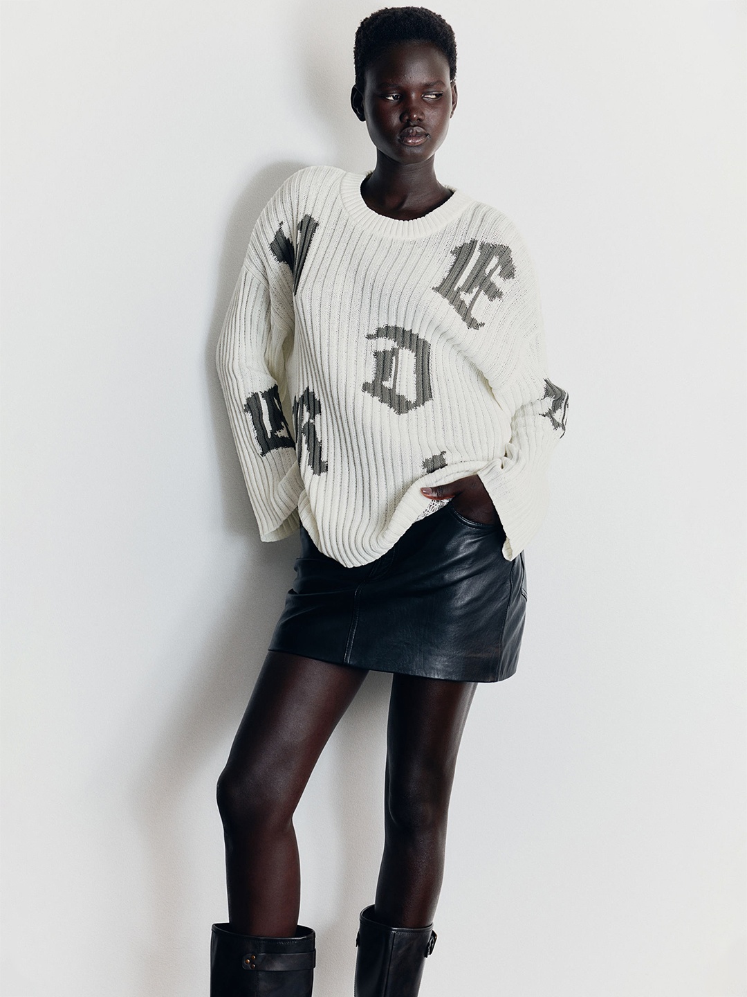 

H&M Jacquard-Knit Jumper, White