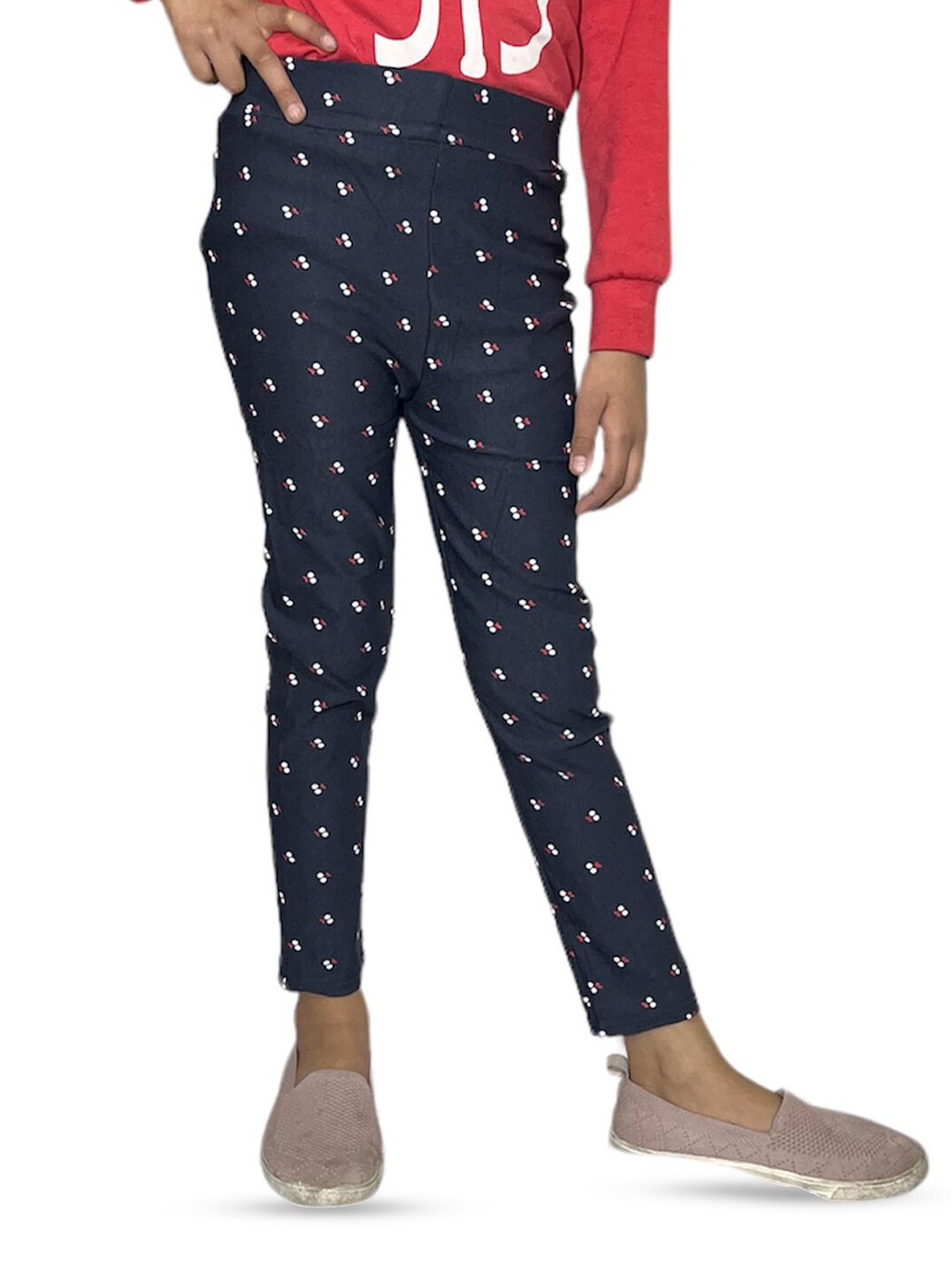 

BAESD Girls Printed Skinny Fit Stretchable Jeggings, Navy blue