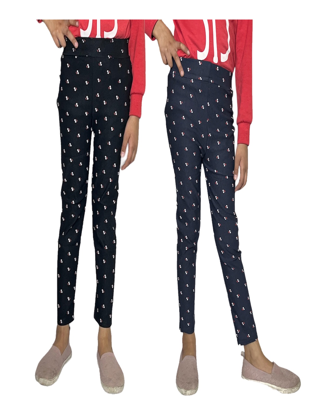

BAESD Girls Skinny Fit Printed Jeggings, Black