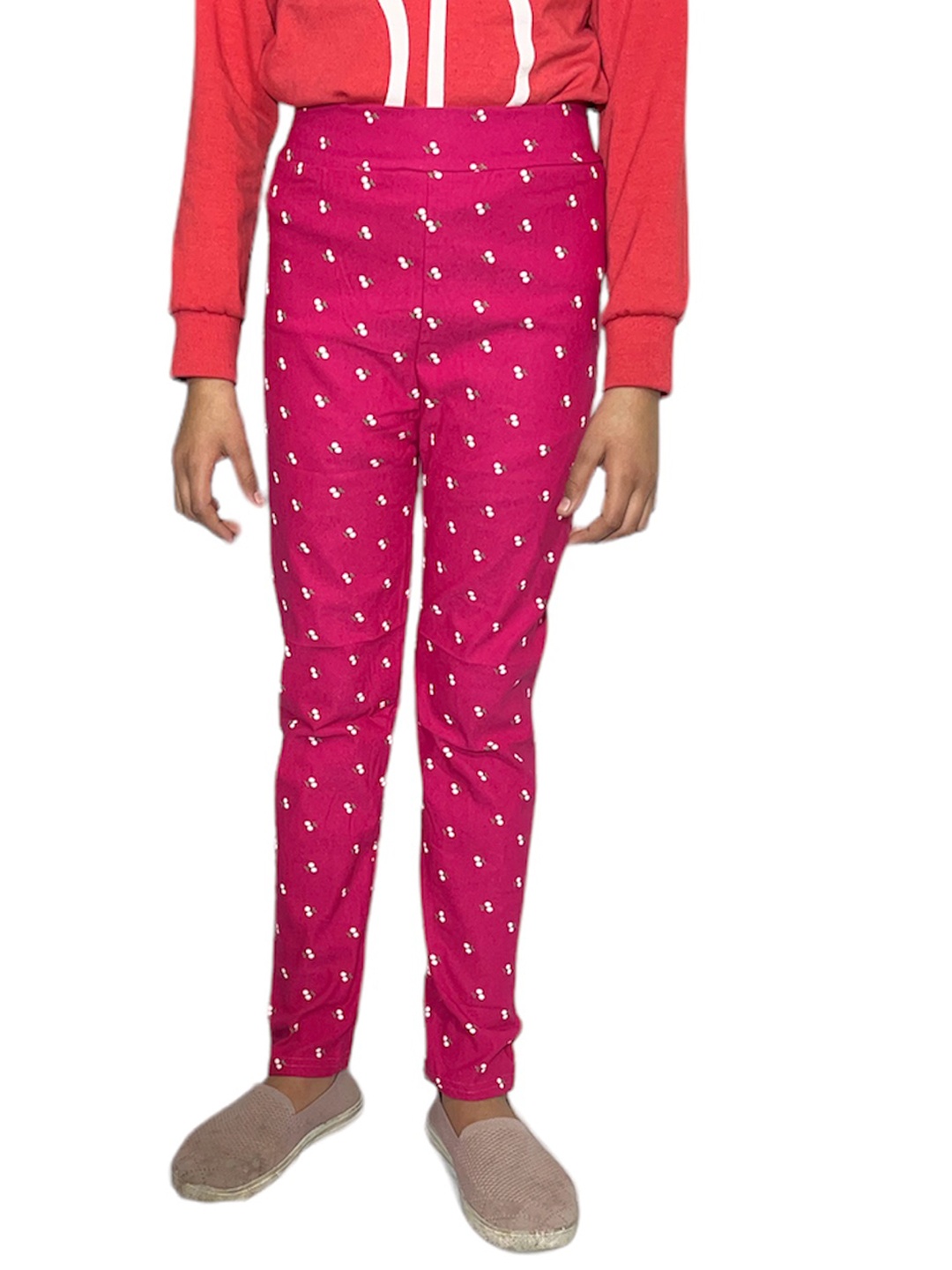 

BAESD Girls Skinny Fit Printed Jeggings, Magenta