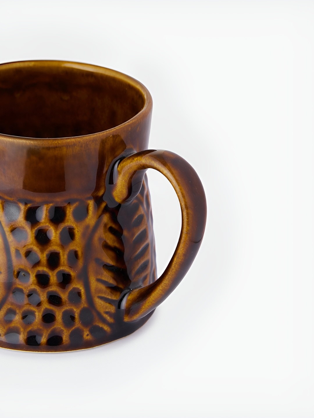 

Fabindia Yellow & Brown Printed Ceramic Matte Mug 330 ml