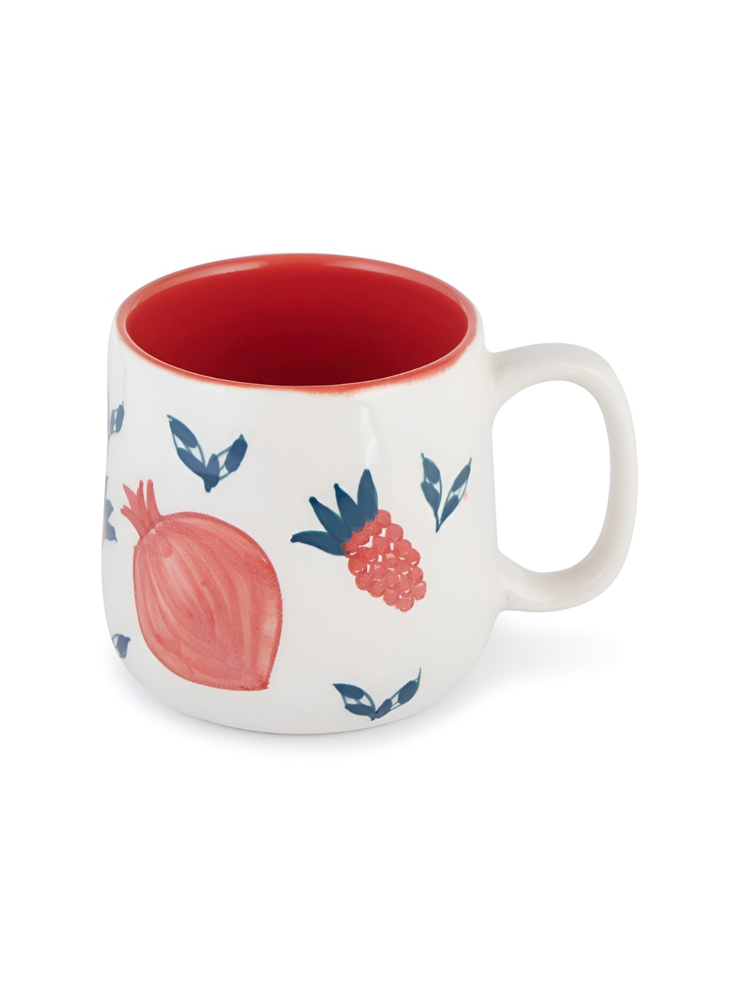 

Fabindia White & Red Printed Ceramic Matte Mug 310 ml