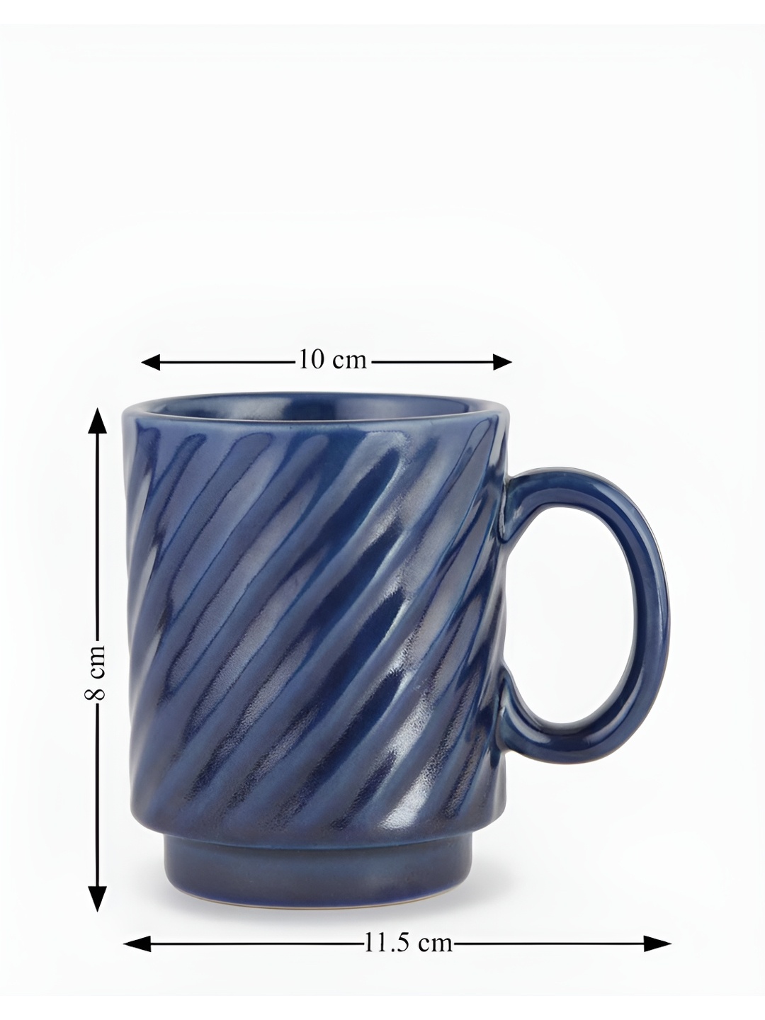 

Fabindia Blue 2Pcs Textured Ceramic Glossy Mugs 280ml Each