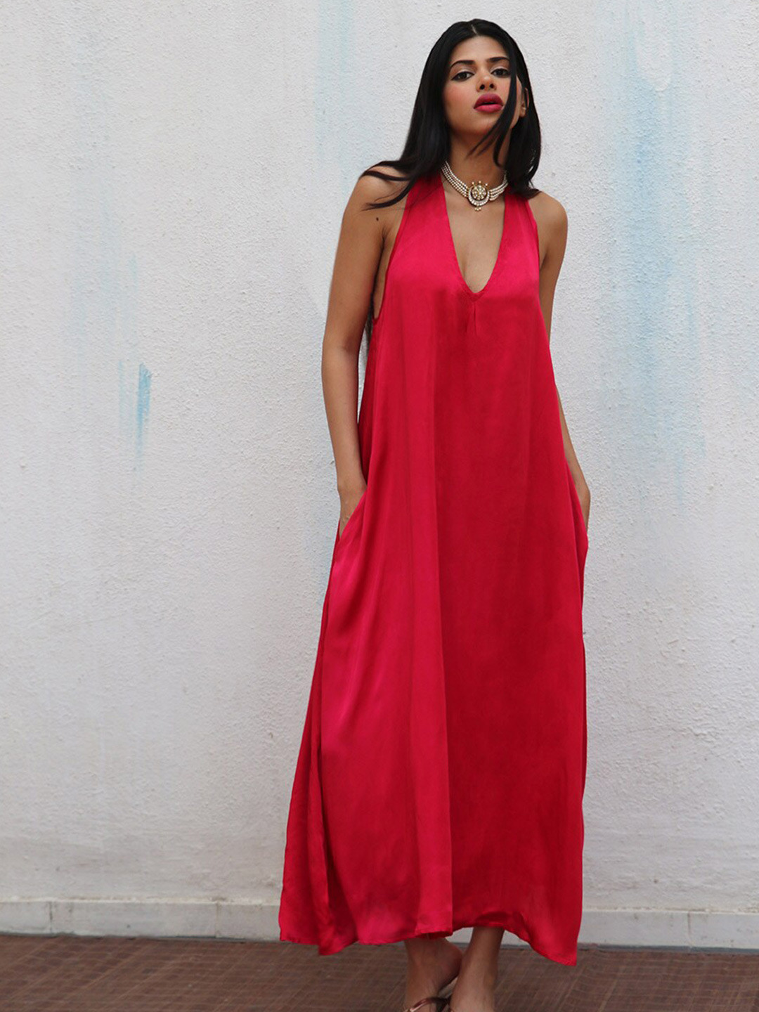 

Chidiyaa Sleeveless A-Line Maxi Dress, Red