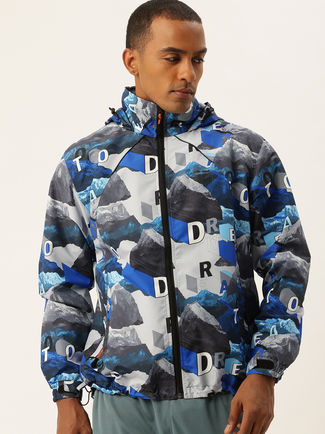 

Sports52 wear Comfort Fit Printed Hooded Rain Jacket, Multi