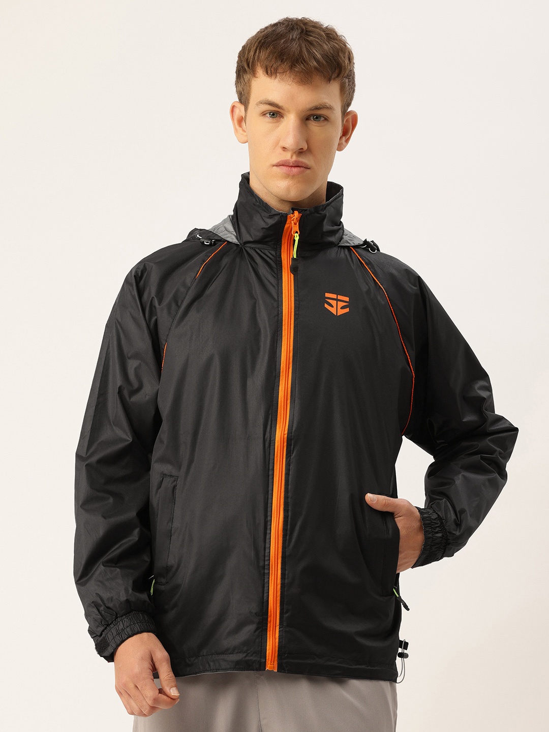 

Sports52 wear Hooded Comfort Fit Reversible Rain Jacket, Black