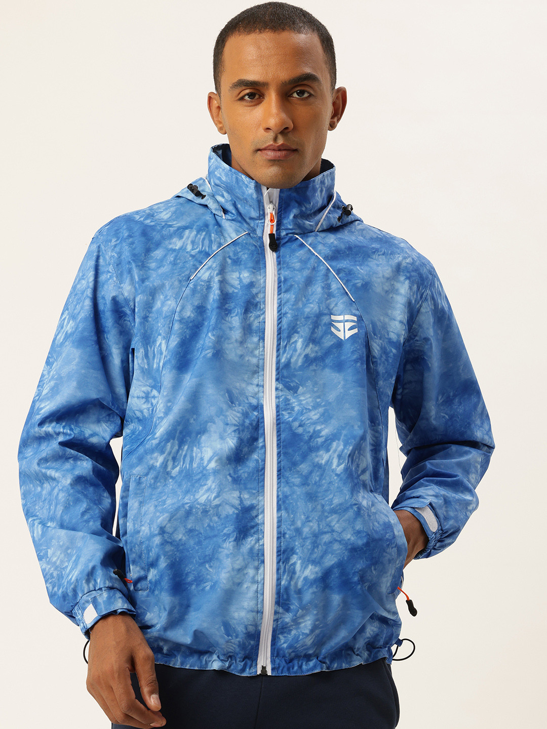 

Sports52 wear Comfort Fit Printed Hooded Rain Jacket, Blue