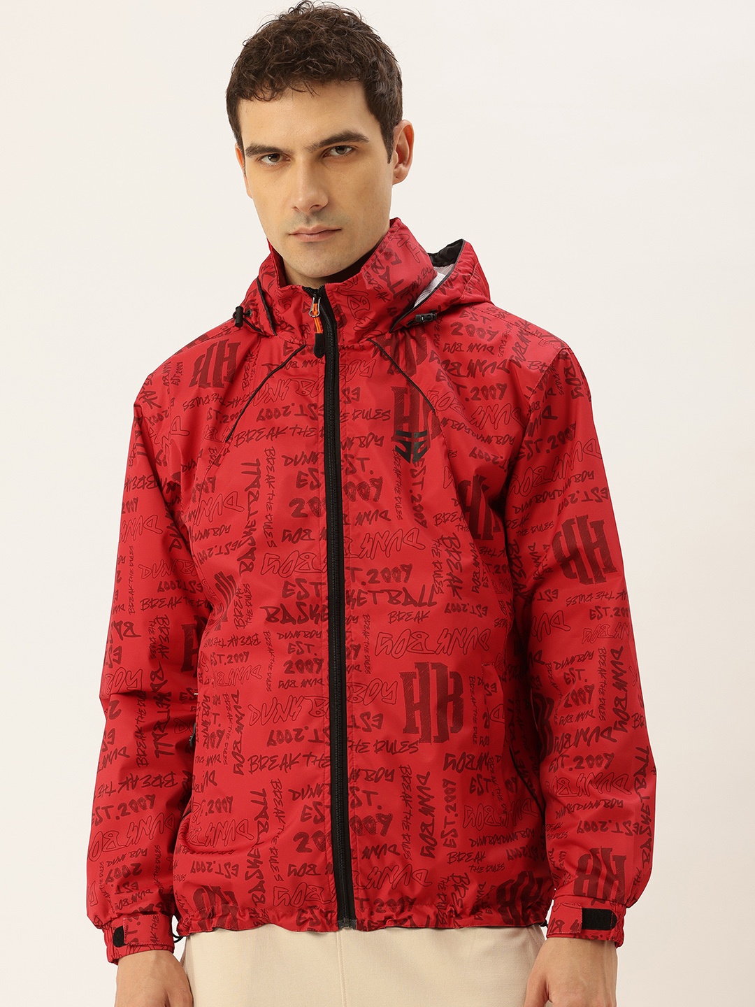 

Sports52 wear Printed Hooded Rain Jacket, Red
