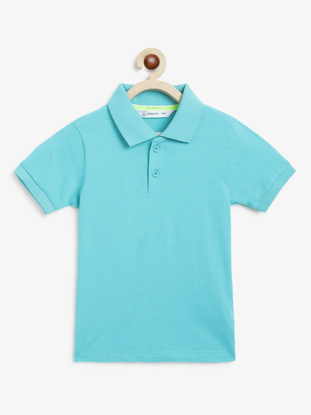 

Campana Boys Polo Collar Short Sleeves Cotton T-shirt, Turquoise blue