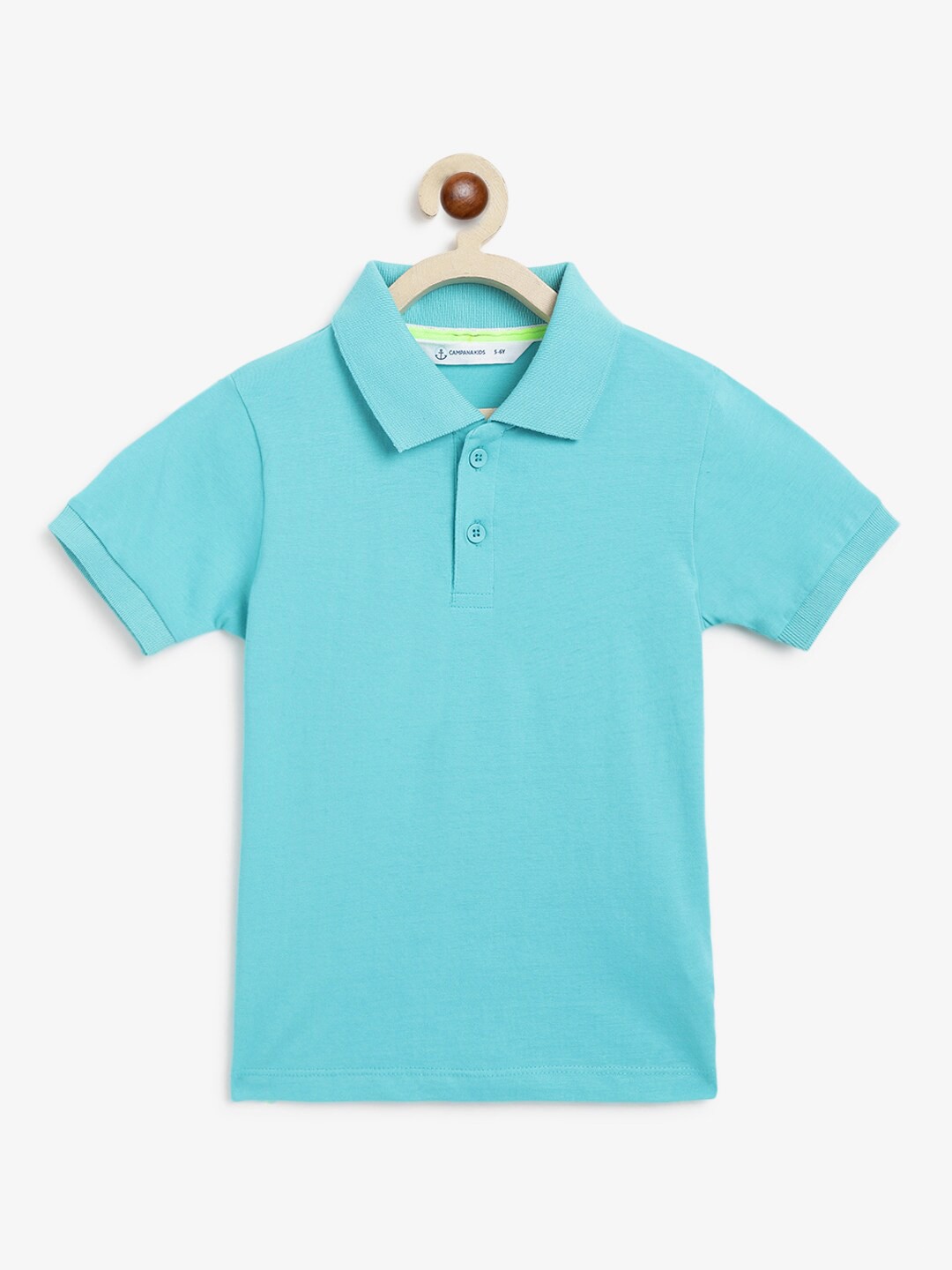 

Campana Boys Polo Collar Short Sleeves Cotton T-shirt, Turquoise blue