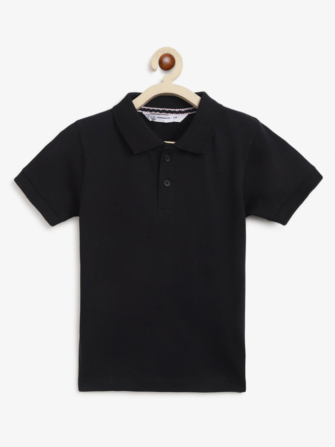 

Campana Boys Polo Collar Short Sleeves Cotton T-shirt, Black