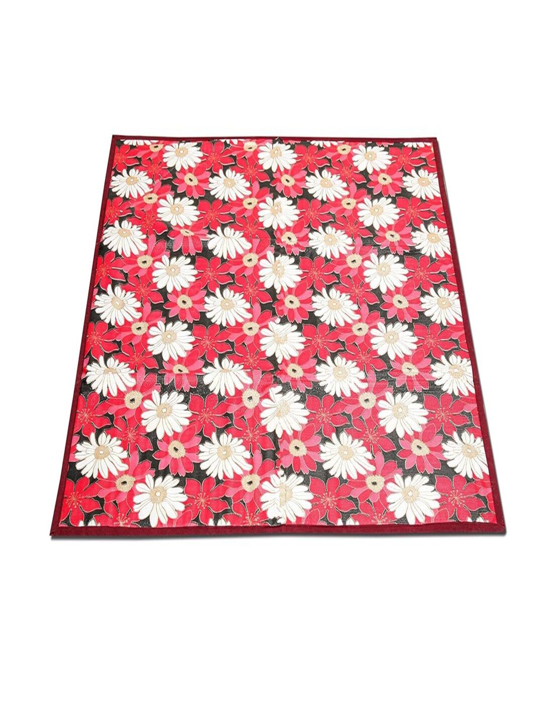 

CASA-NEST Black Red Floral Reversible 3 Layered Waterproof Bed Food Mat, Brown