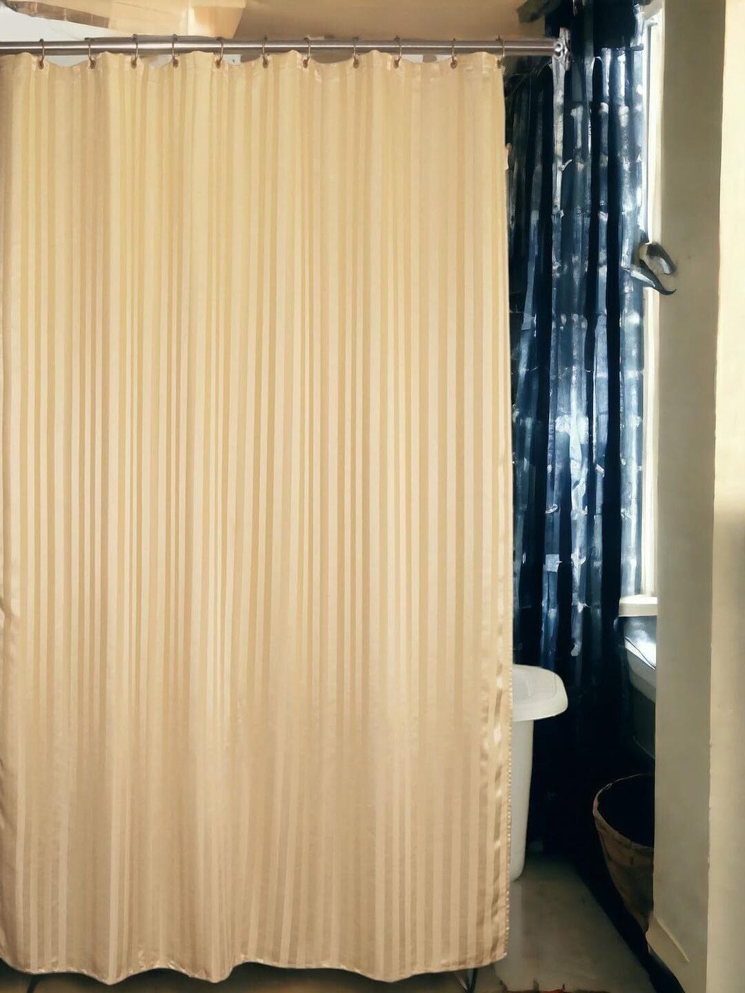 

CASA-NEST Beige Waterproof Fabric Shower Curtain