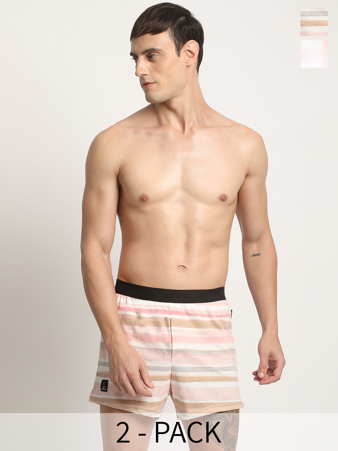 

THE BEAR HOUSE Pack Of 2 Printed Cotton Boxer, Pink