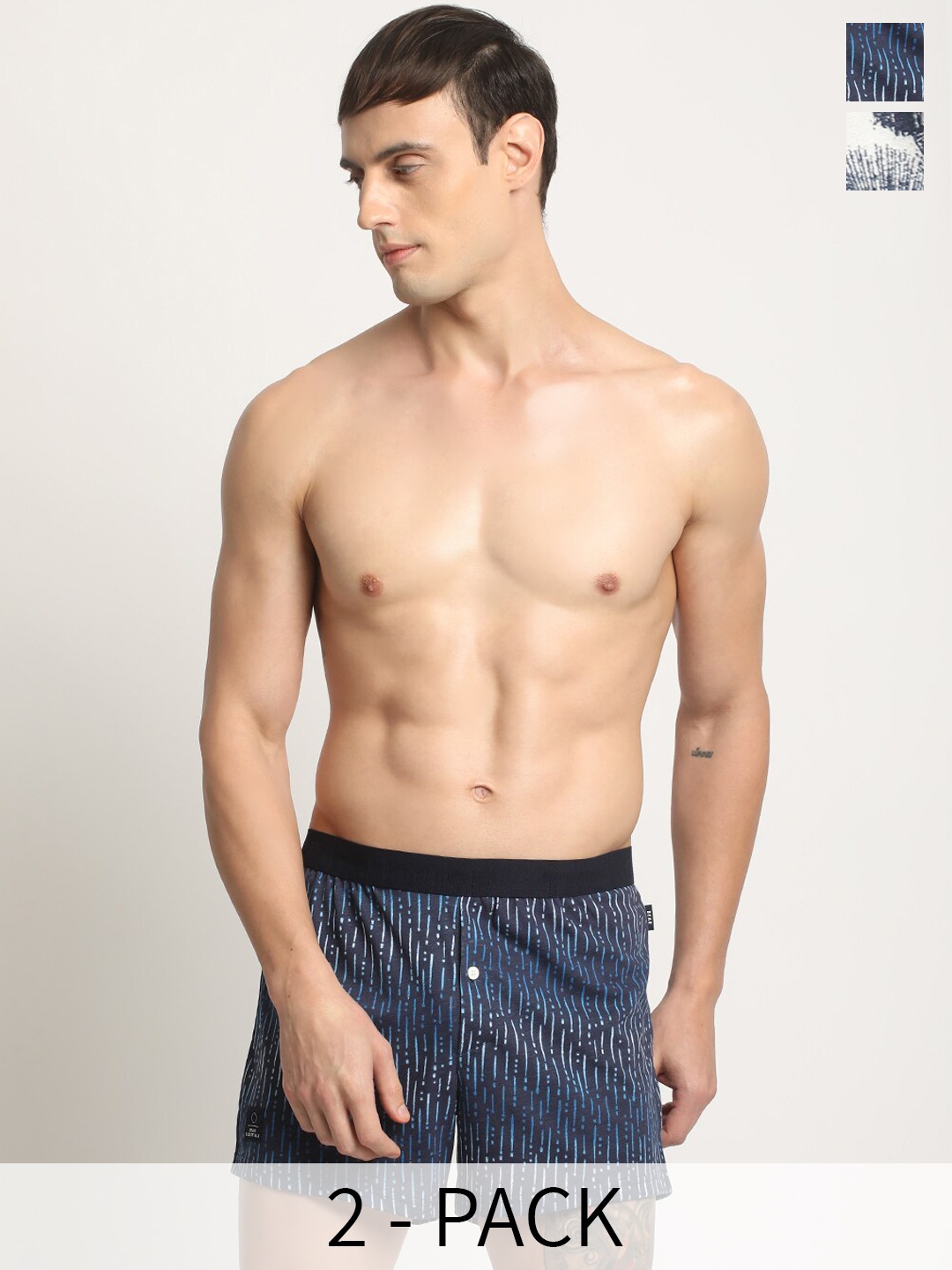 

THE BEAR HOUSE Pack of 2 Cotton Boxers, Blue