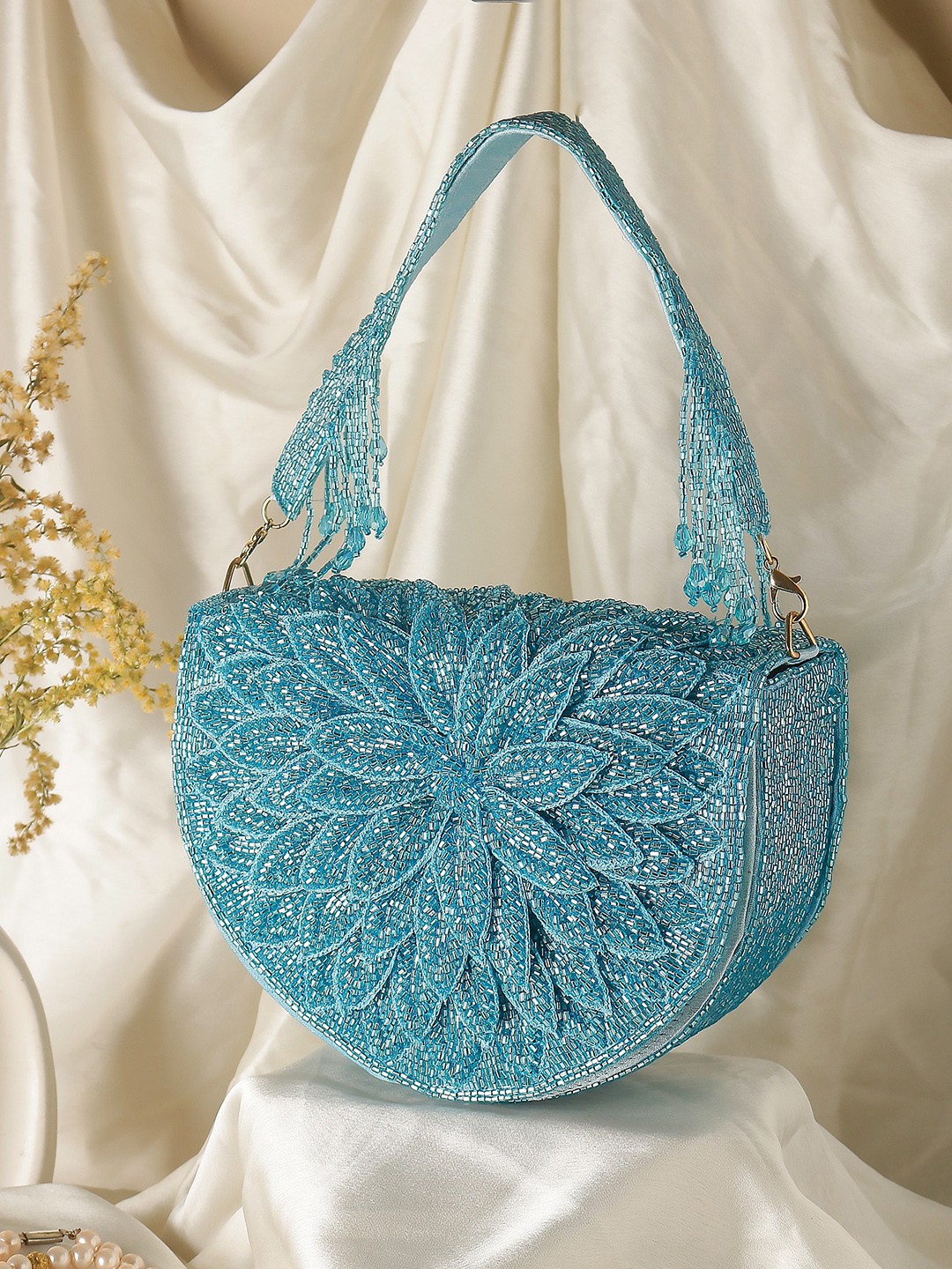 

Swisni Embellished Structured Handheld Bag, Blue