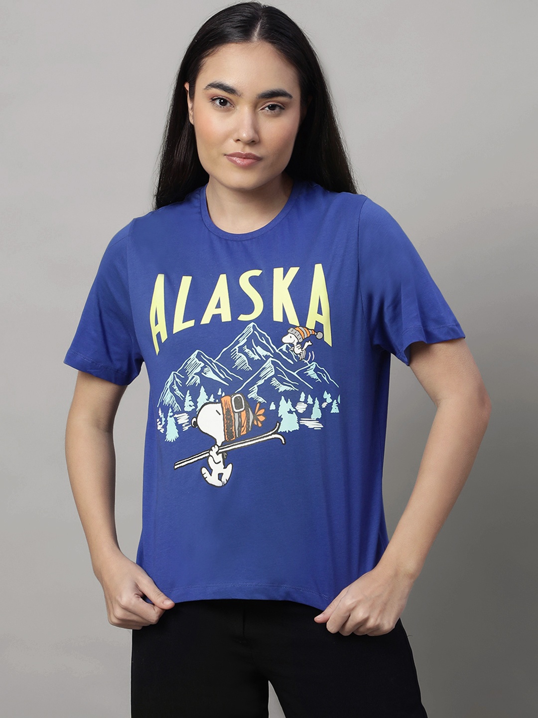 

Free Authority Alaska Printed relax fit T-shirt for women, Blue