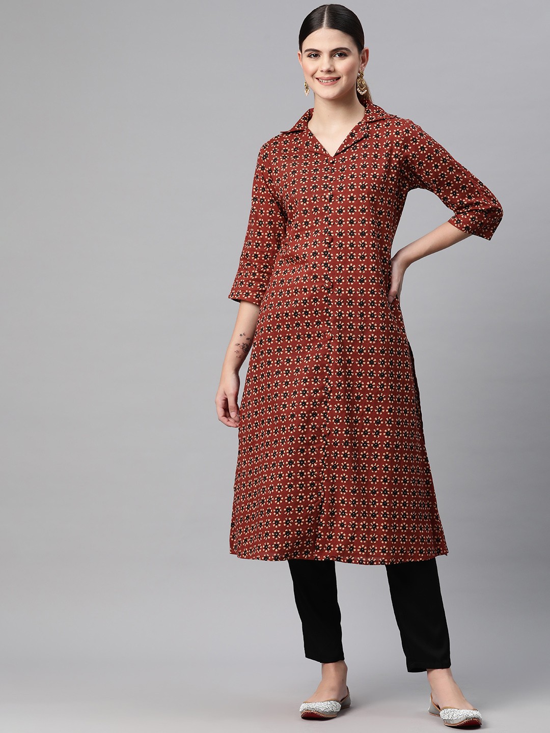 

Readiprint Fashions Women Ethnic Motifs Printed Kurta, Red