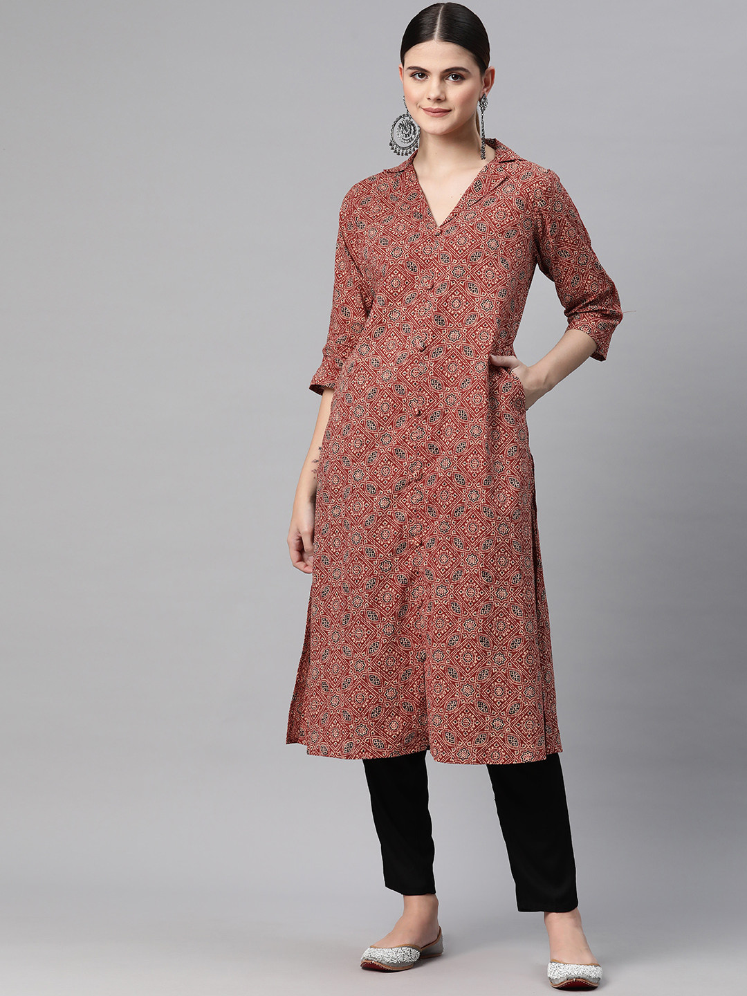 

Readiprint Fashions Women Ethnic Motifs Printed Kurta, Red