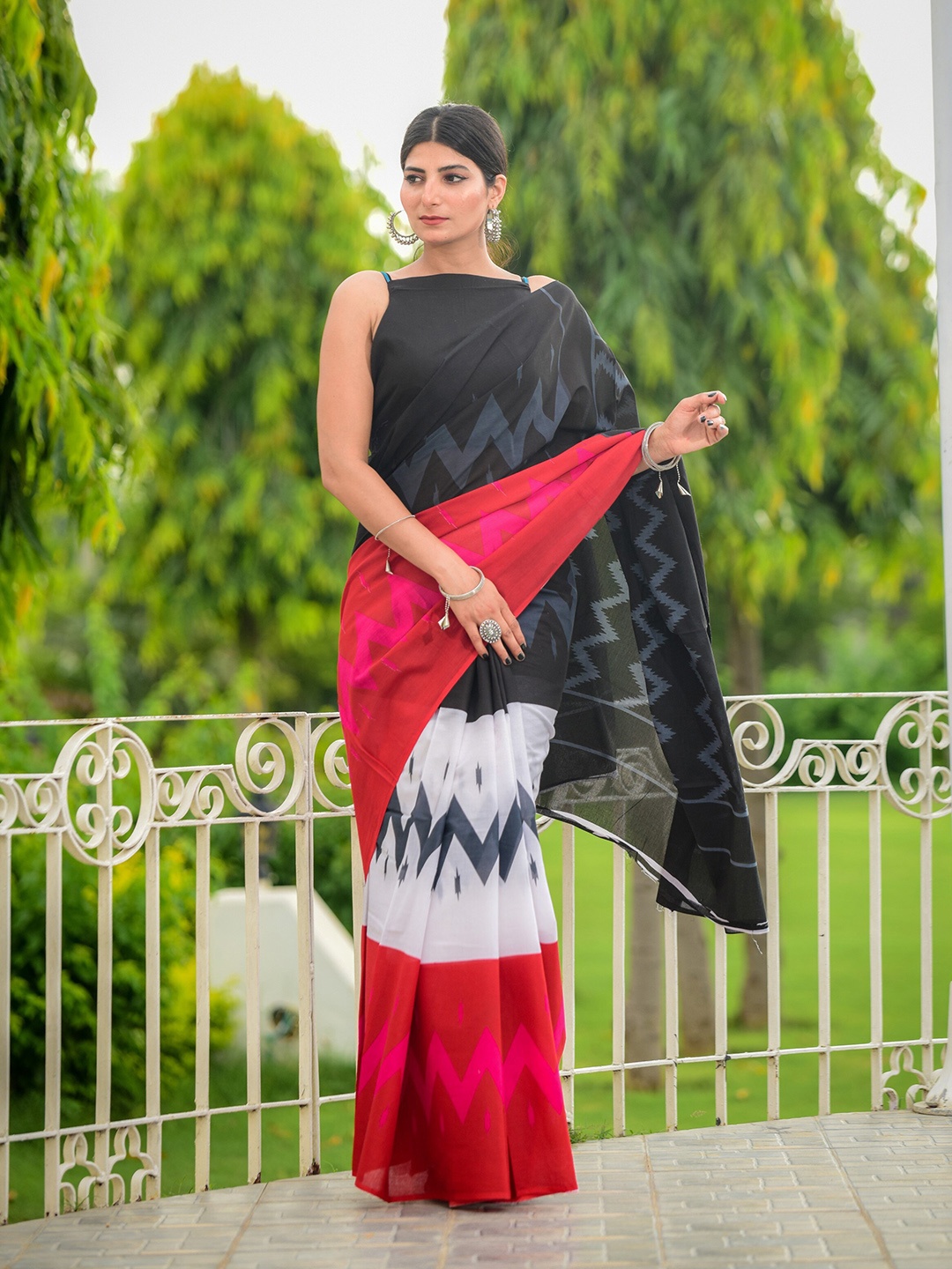 KALINI Pure Cotton Saree, Red