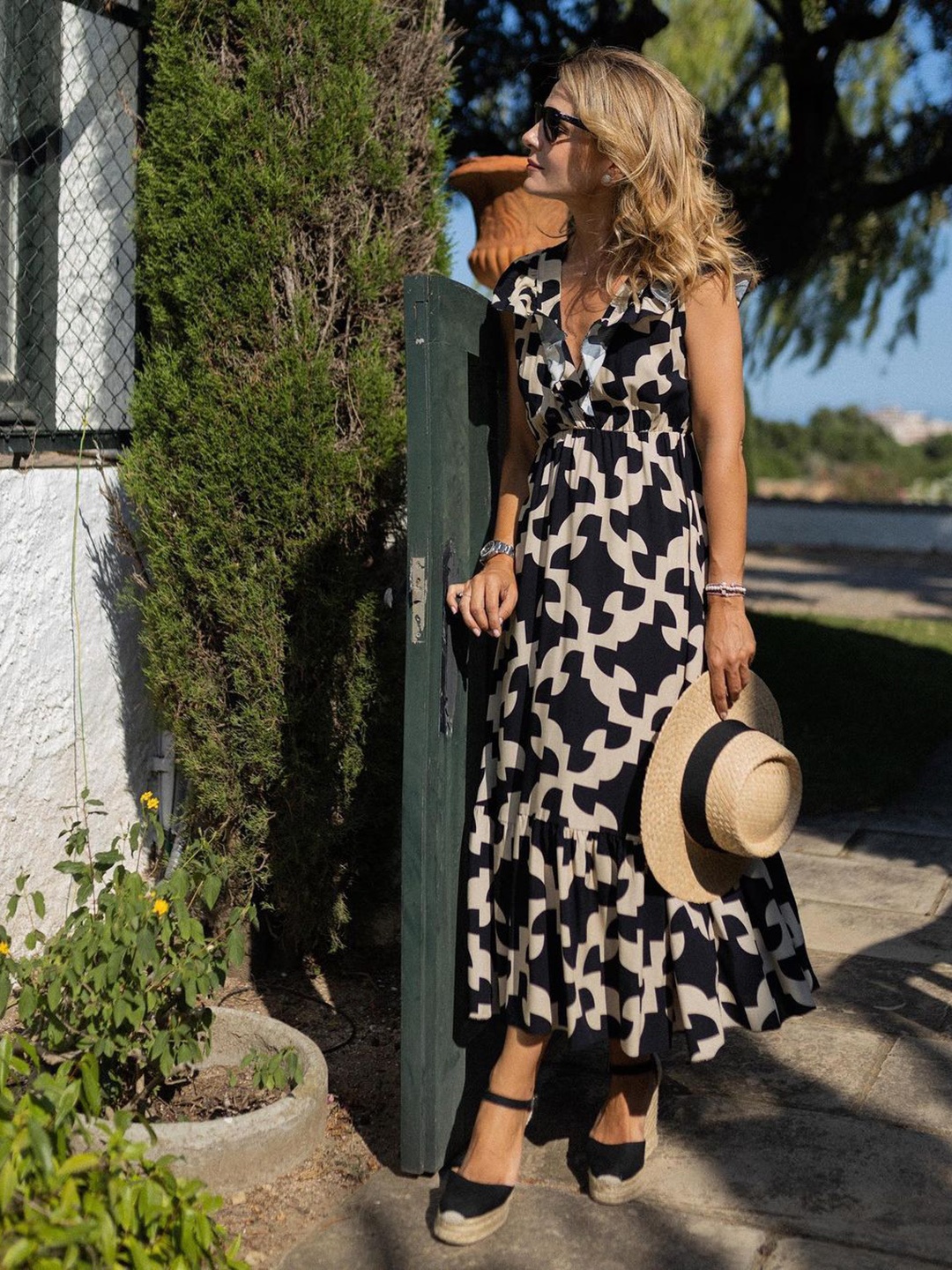 

StyleCast Black & Beige Animal Printed Maxi Dress