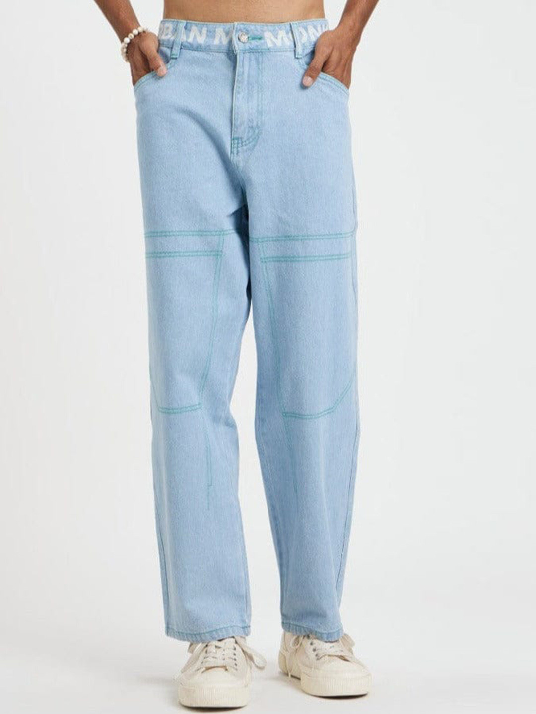 

Urban Monkey Unisex Mid-Rise Clean Look Cotton Jeans, Blue