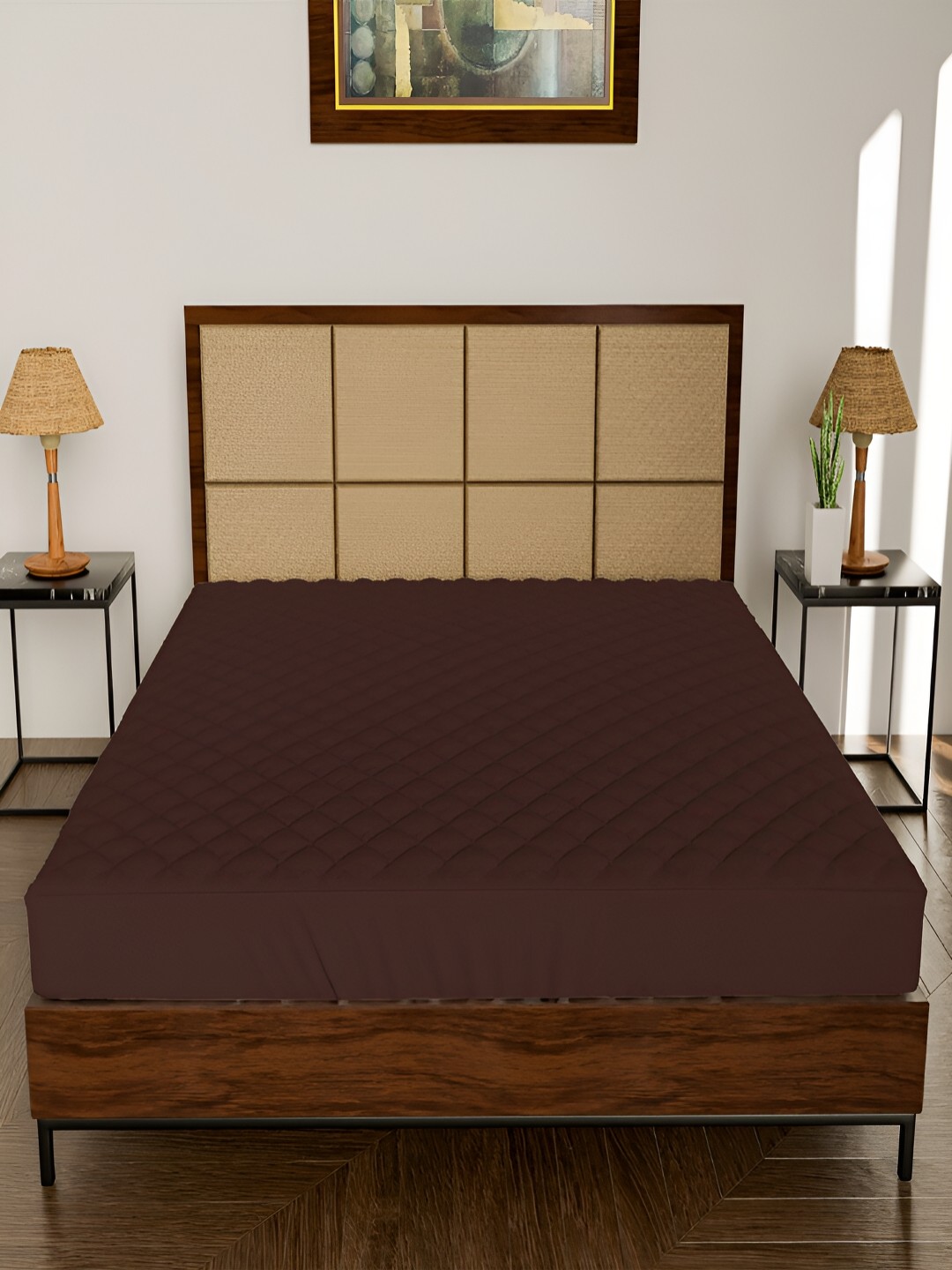 

DAKSH Brown Quilted Water Resistant Mattress Protector