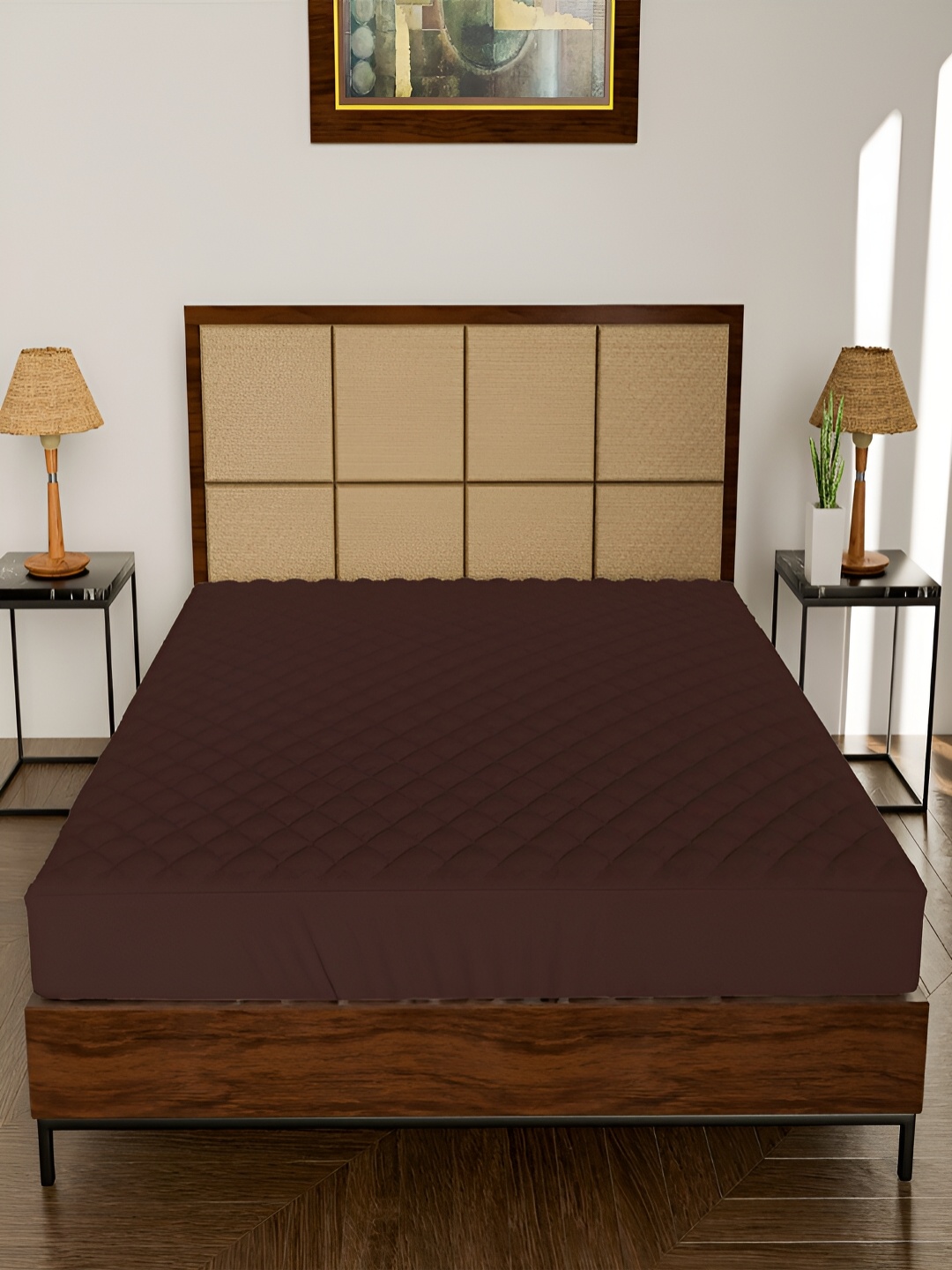 

DAKSH Brown Quilted Water Resistant Mattress Protector