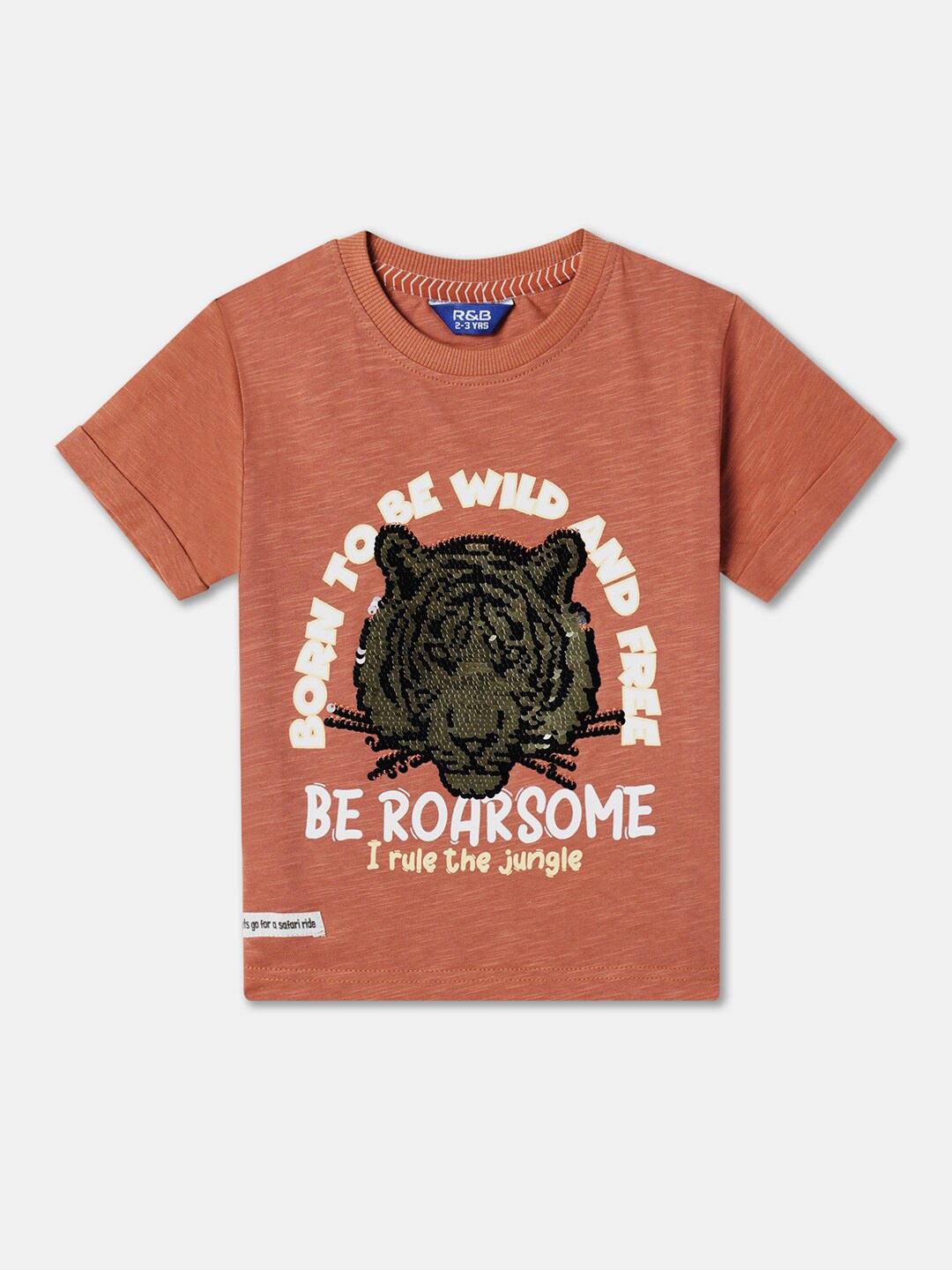 

R&B Boys Typography Printed Cotton T-Shirt, Brown