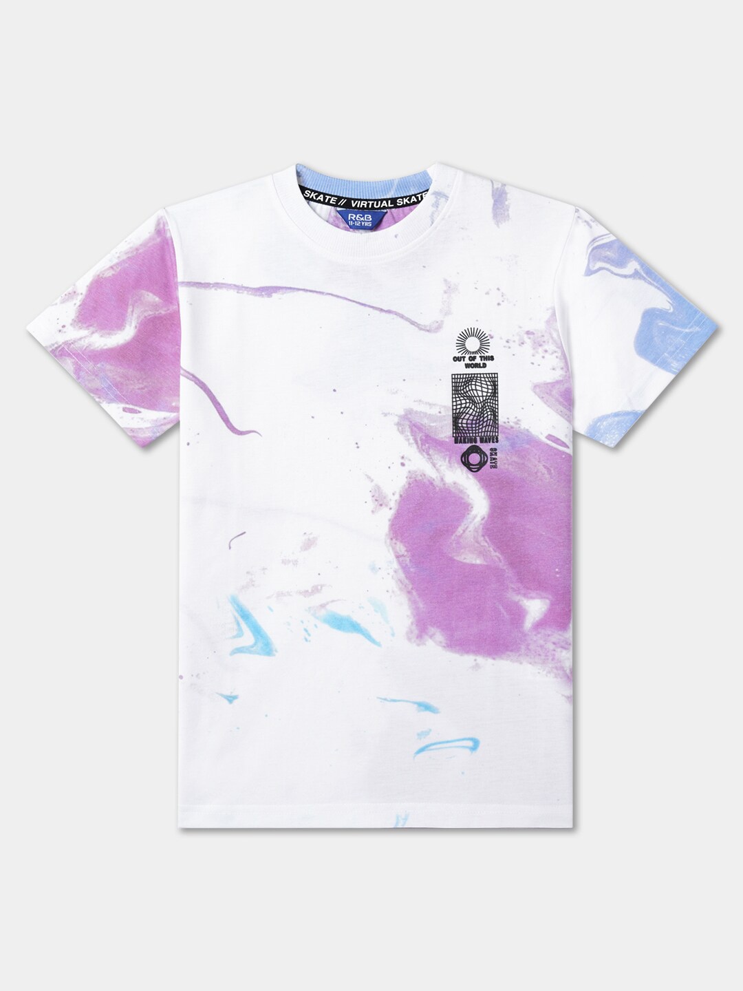 

R&B Boys Abstract Printed Cotton T-Shirt, White