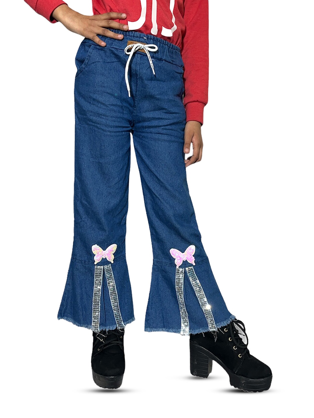 

BAESD Girls Wide Leg Denim Palazzos, Blue