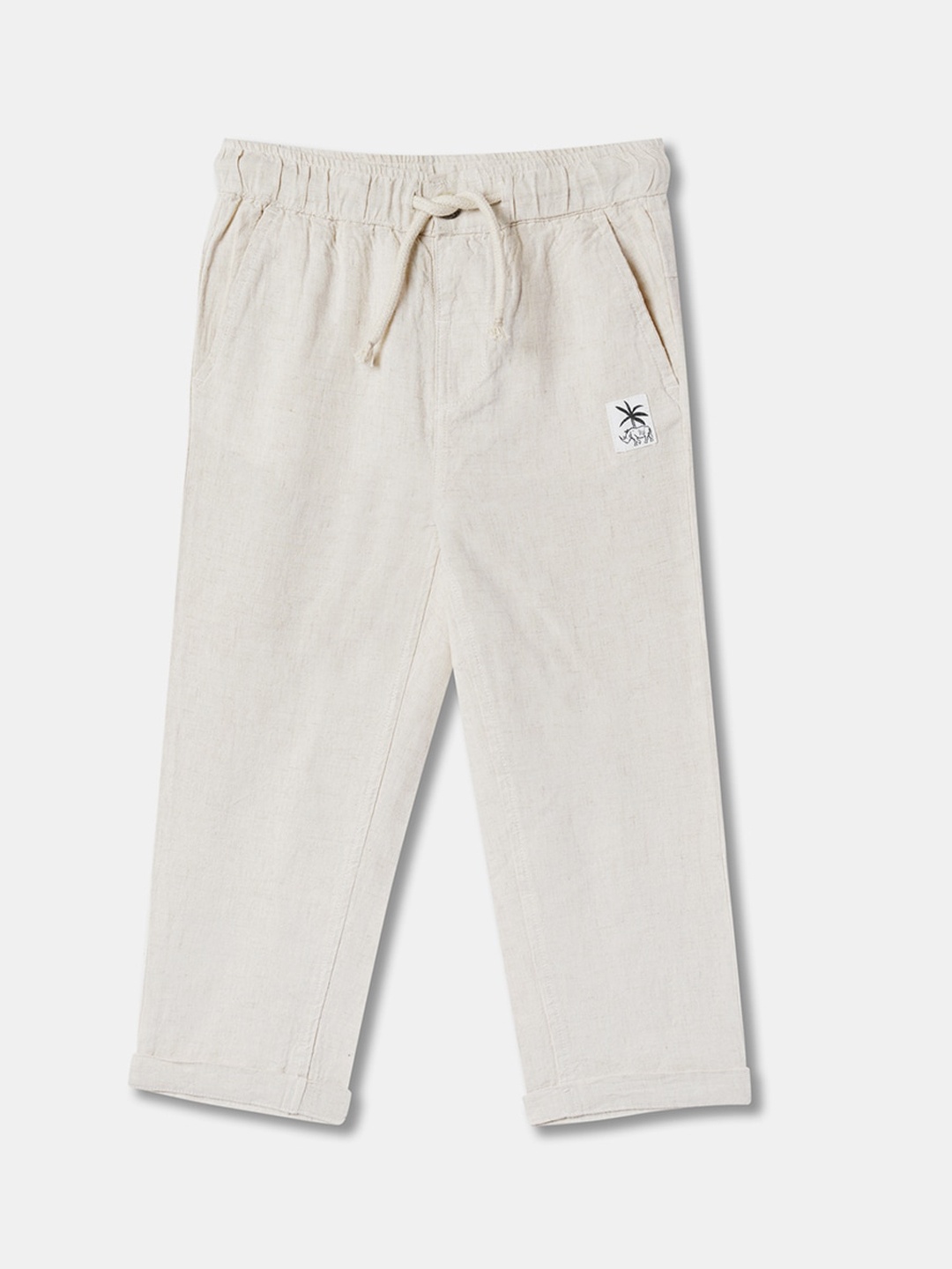 

R&B Boys Mid Rise Straight Fit Trousers, Beige