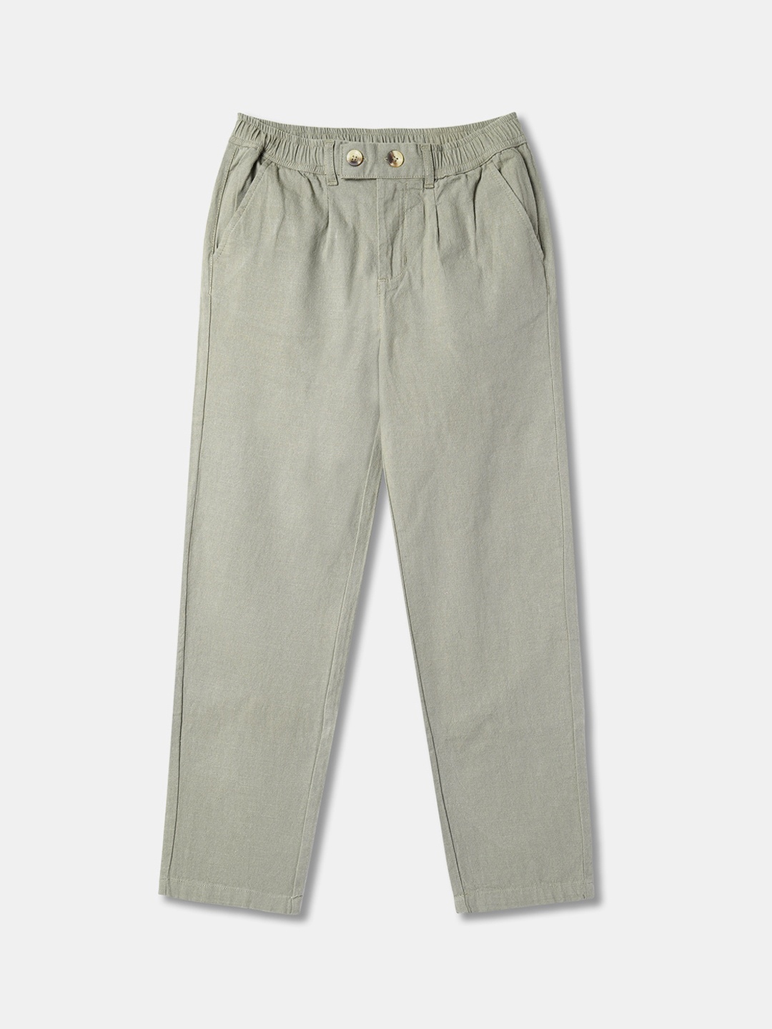 

R&B Boys Mid Rise Straight Fit Trousers, Olive