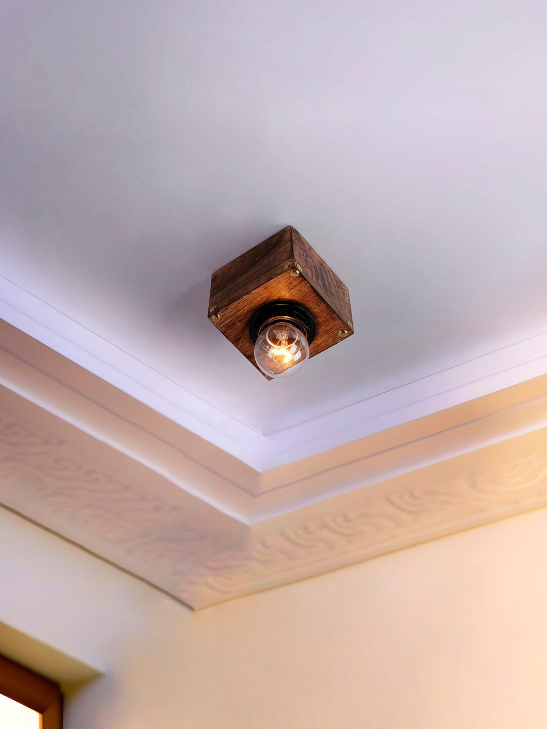 

Fos Lighting Brown Wooden Square Ceiling Lamp
